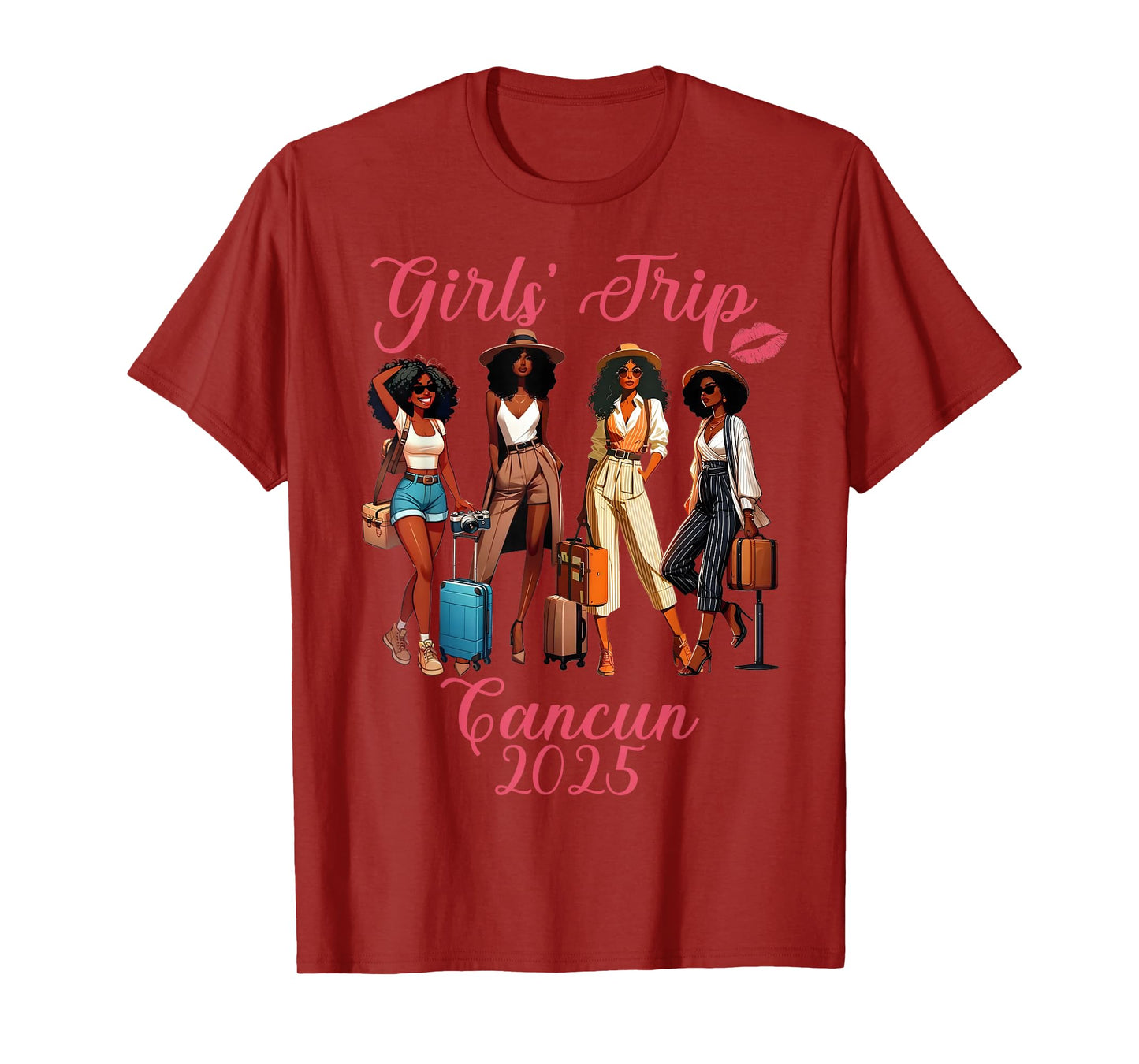 Cancun Girls Trip 2025 Black Girls Birthday Squad Vacation T-Shirt
