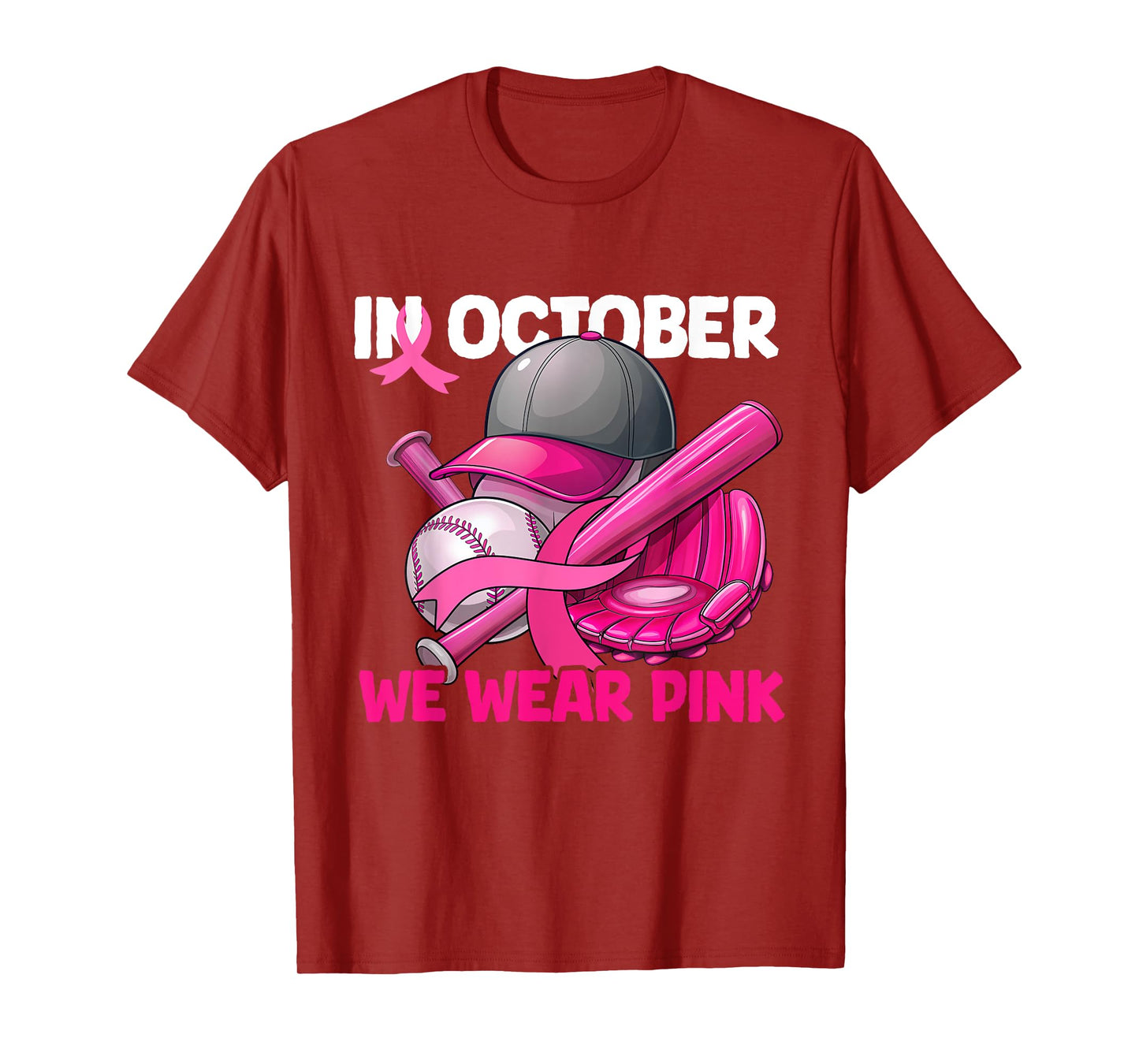 In October We Wear Pink Baseball Breast Cancer Survivors T-Shirt
