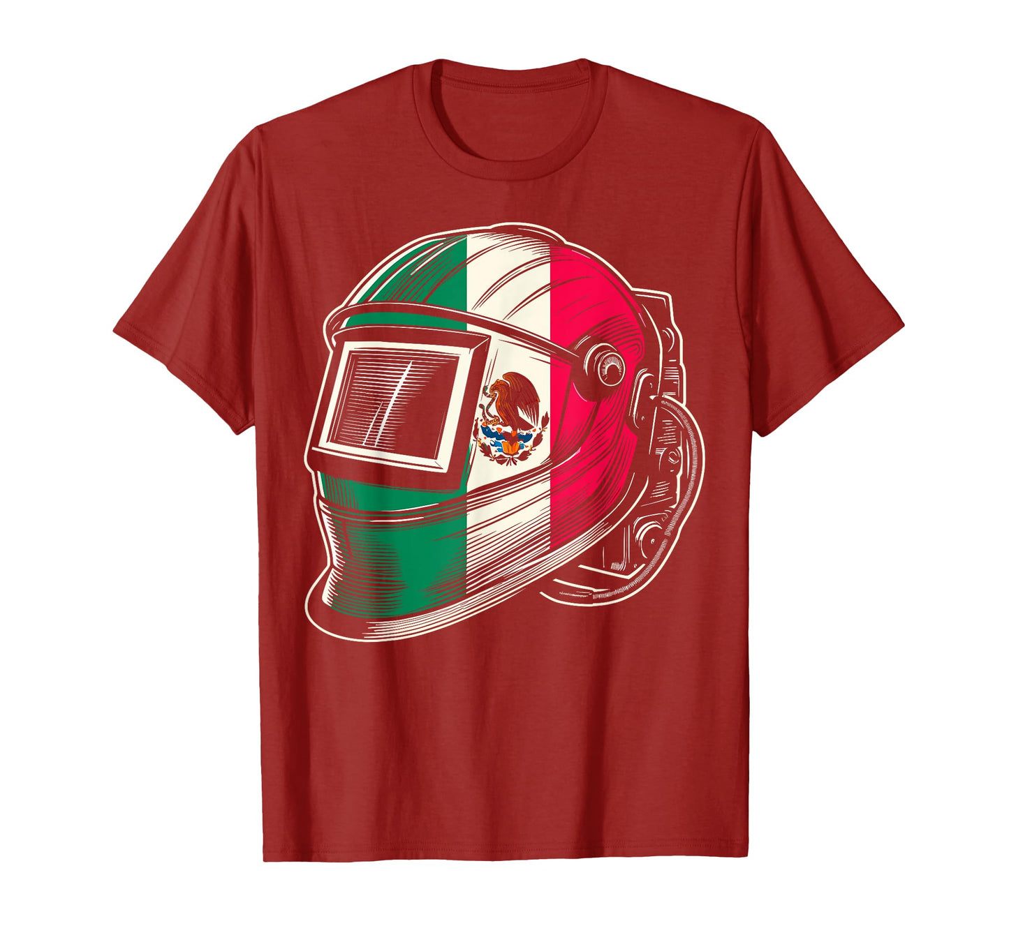 Mexico Flag Pipeliner Welding Hood Distressed Welder T-Shirt