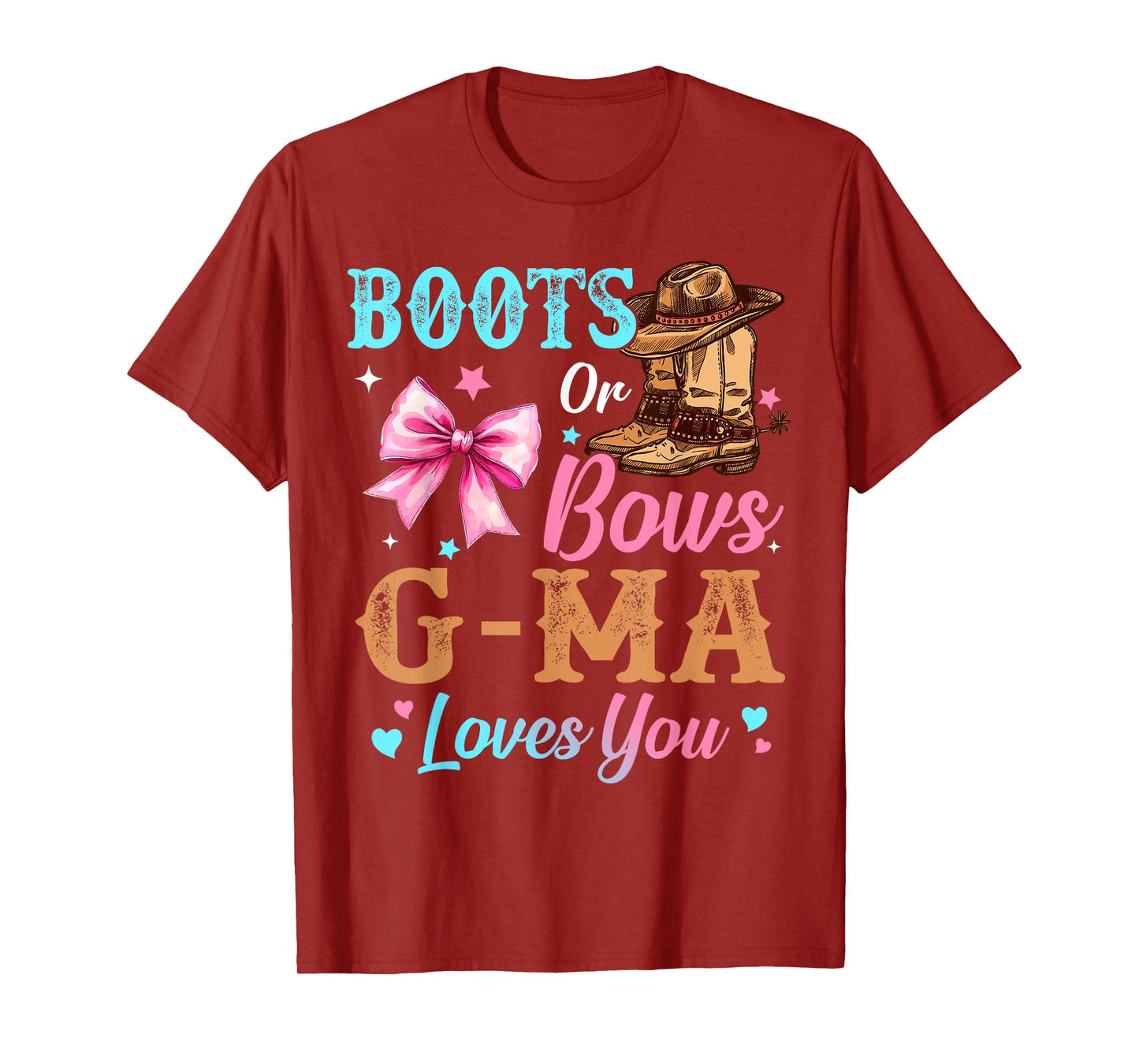 Boots or Bows G-Ma Loves You Gender Reveal Family T-Shirt