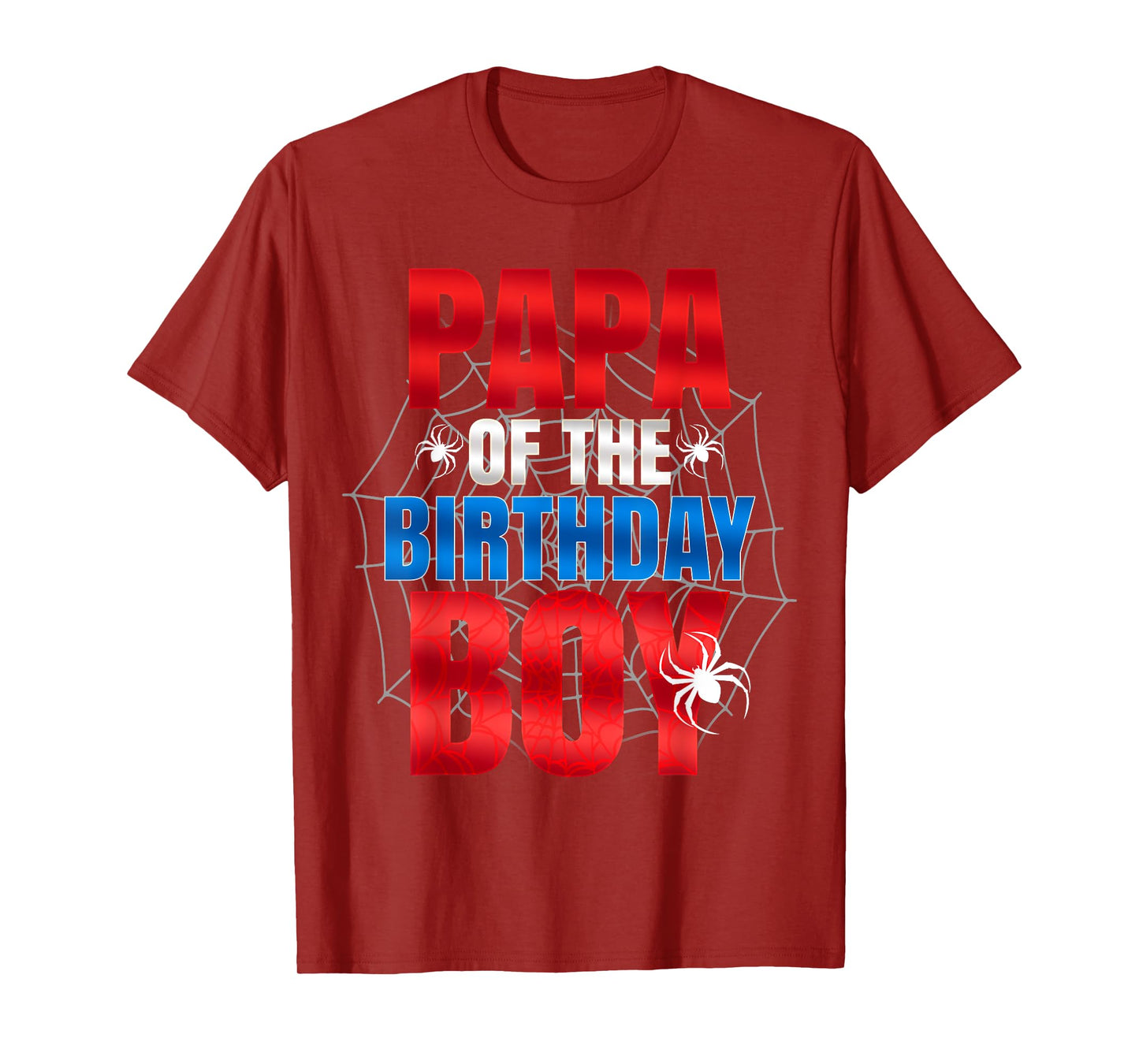 Papa Of The Birthday Boy Matching Family Spider Web Funny T-Shirt
