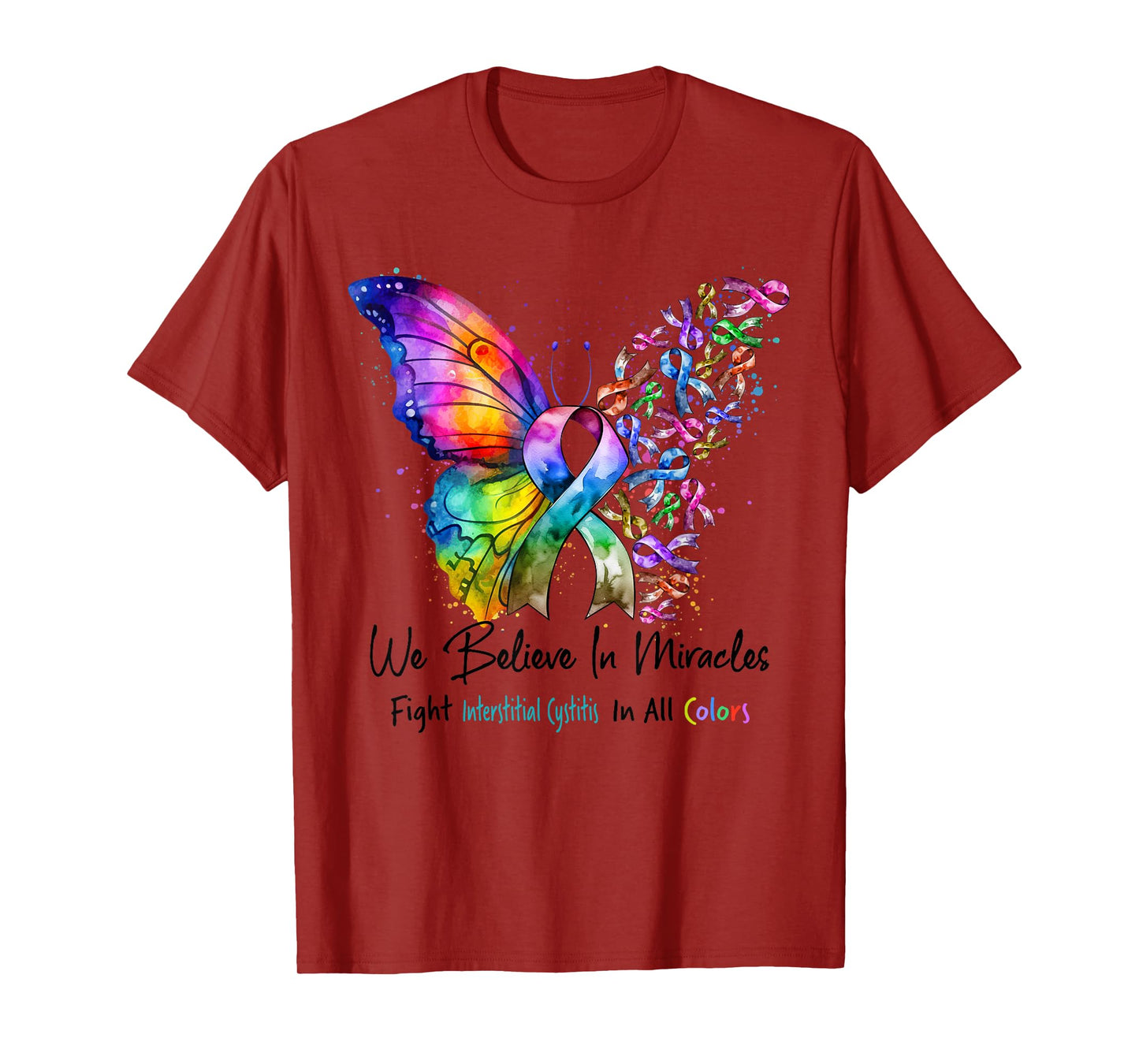 Interstitial Cystitis Awareness Butterfly Ribbon Teal Color T-Shirt