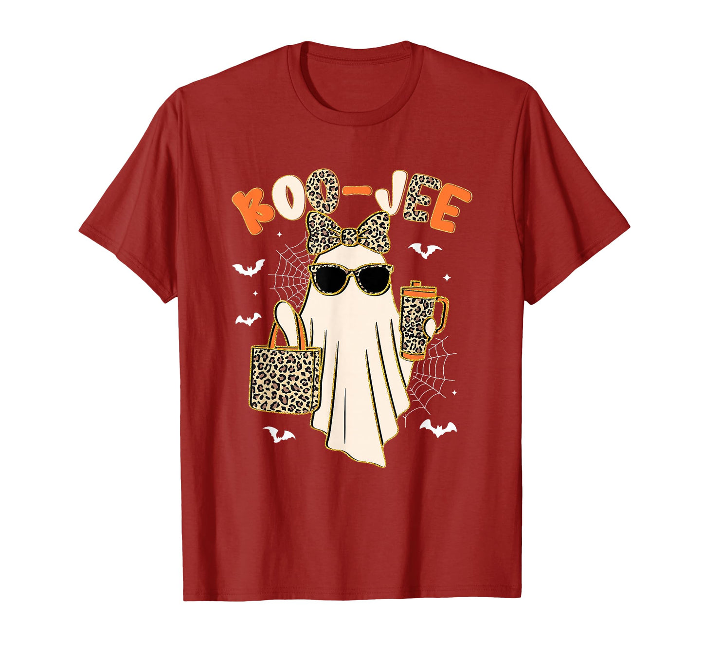 Coquette Leopard Ghost Coffee Boo-JEE Halloween Boujee Ghost T-Shirt