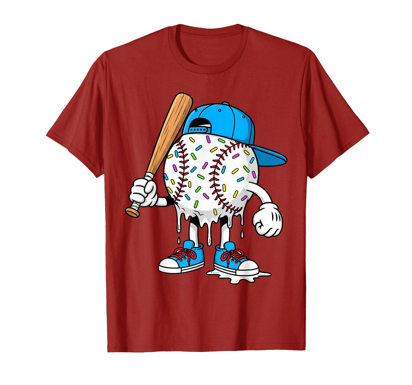 Ice Cream Drip Baseball Funny Sports Men Women Boy Girl Kids T-Shirt