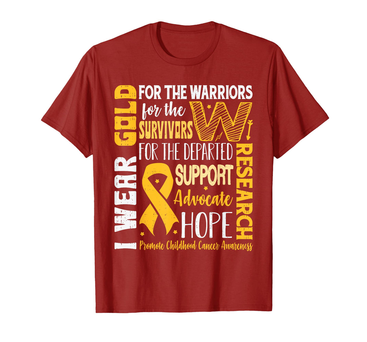Childhood Cancer Awareness Warrior Gold Ribbon Support T-Shirt