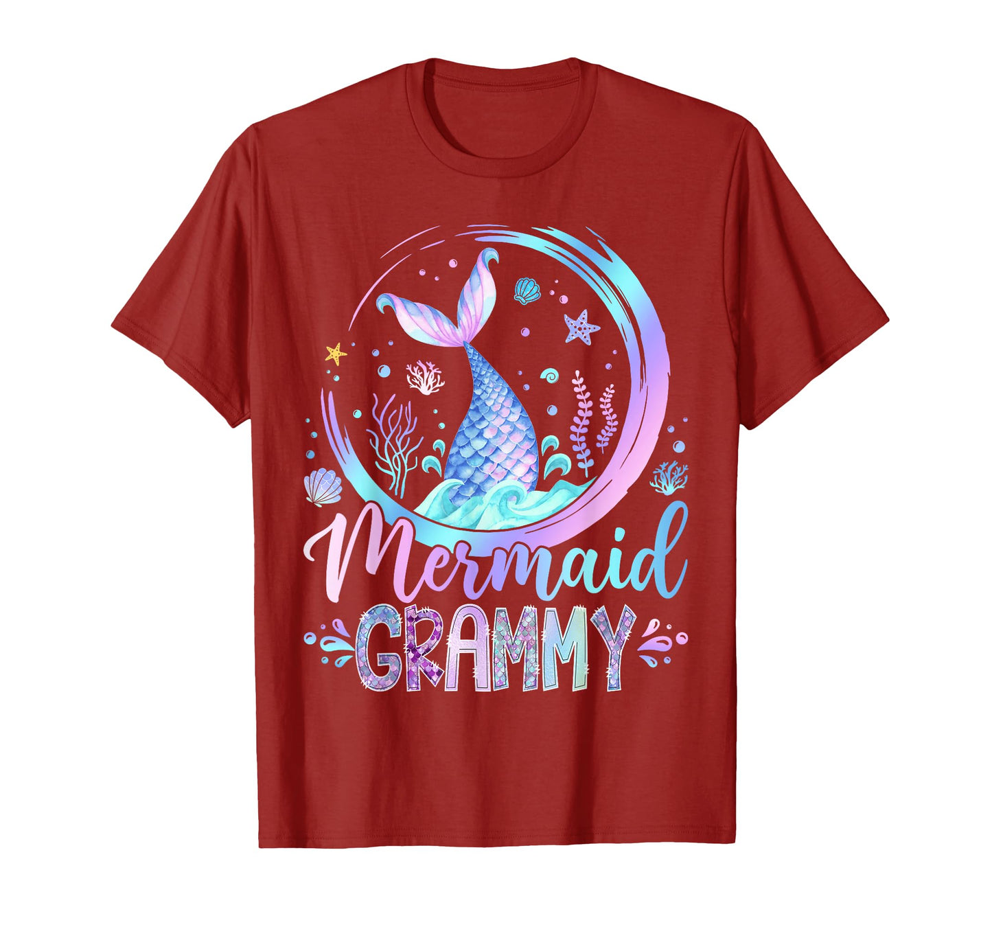 Mermaid Grammy Family Matching Girl Birthday Party T-Shirt