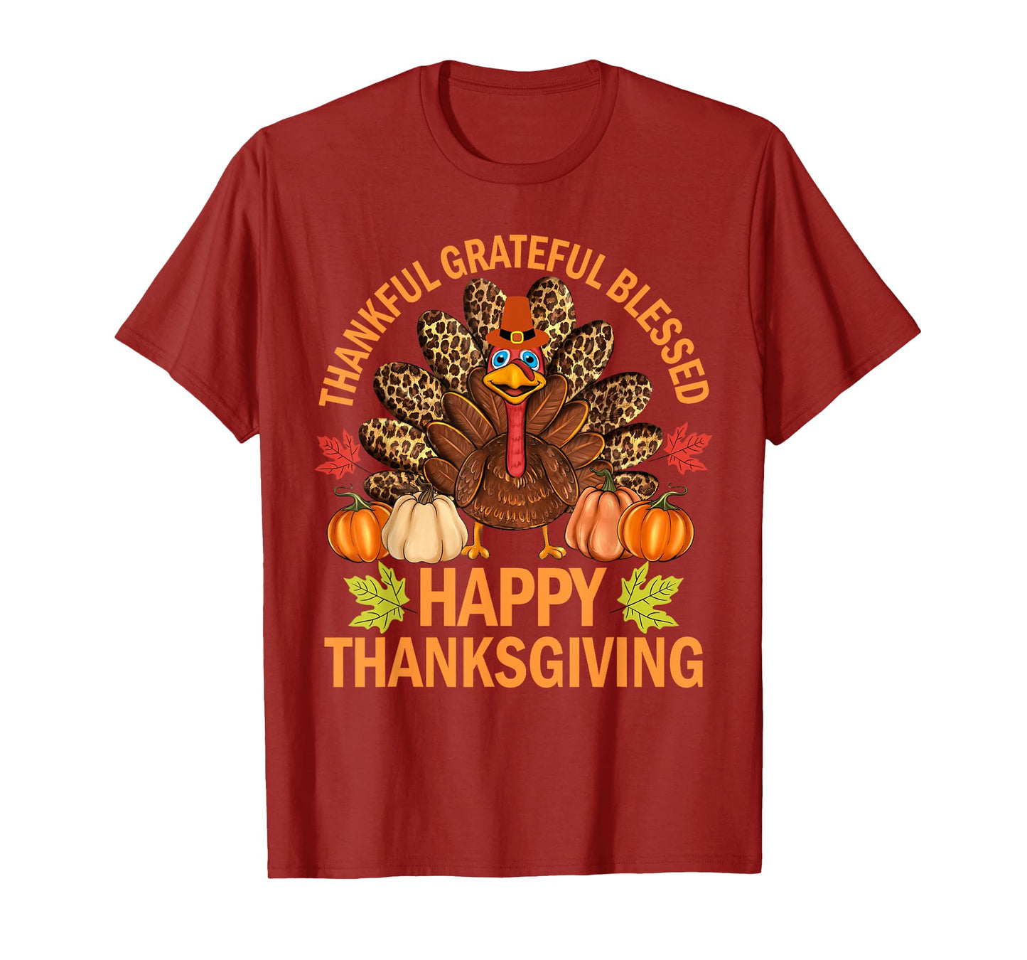 Happy Thanksgiving Funny Turkey Pumpkin Autumn Fall Family T-Shirt