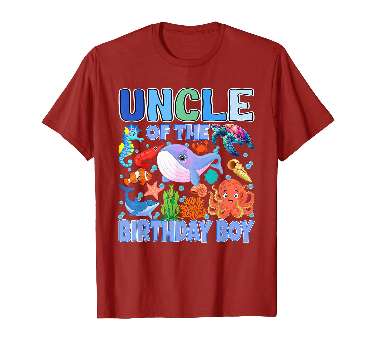Uncle of The Birthday Boy Aquarium Sea Animals Matching T-Shirt