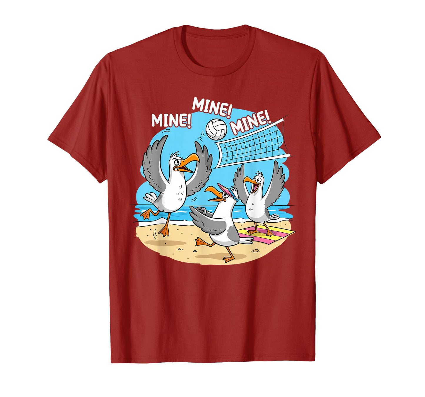 Funny Bird Playing Volleyball Mine Game Day Vibes Sports T-Shirt