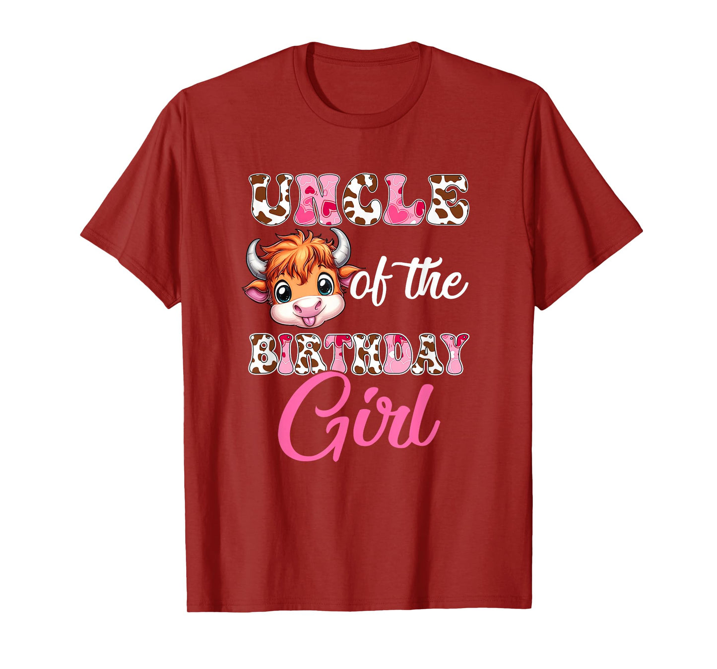 Uncle Of The Birthday Girl Highland Cow Farm 1St Birthday T-Shirt