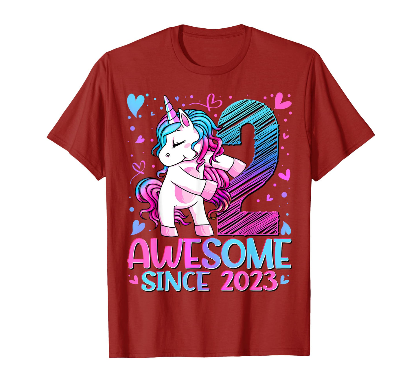 2 Year Old Unicorn Gifts For Girls 2nd Birthday Girl Party T-Shirt
