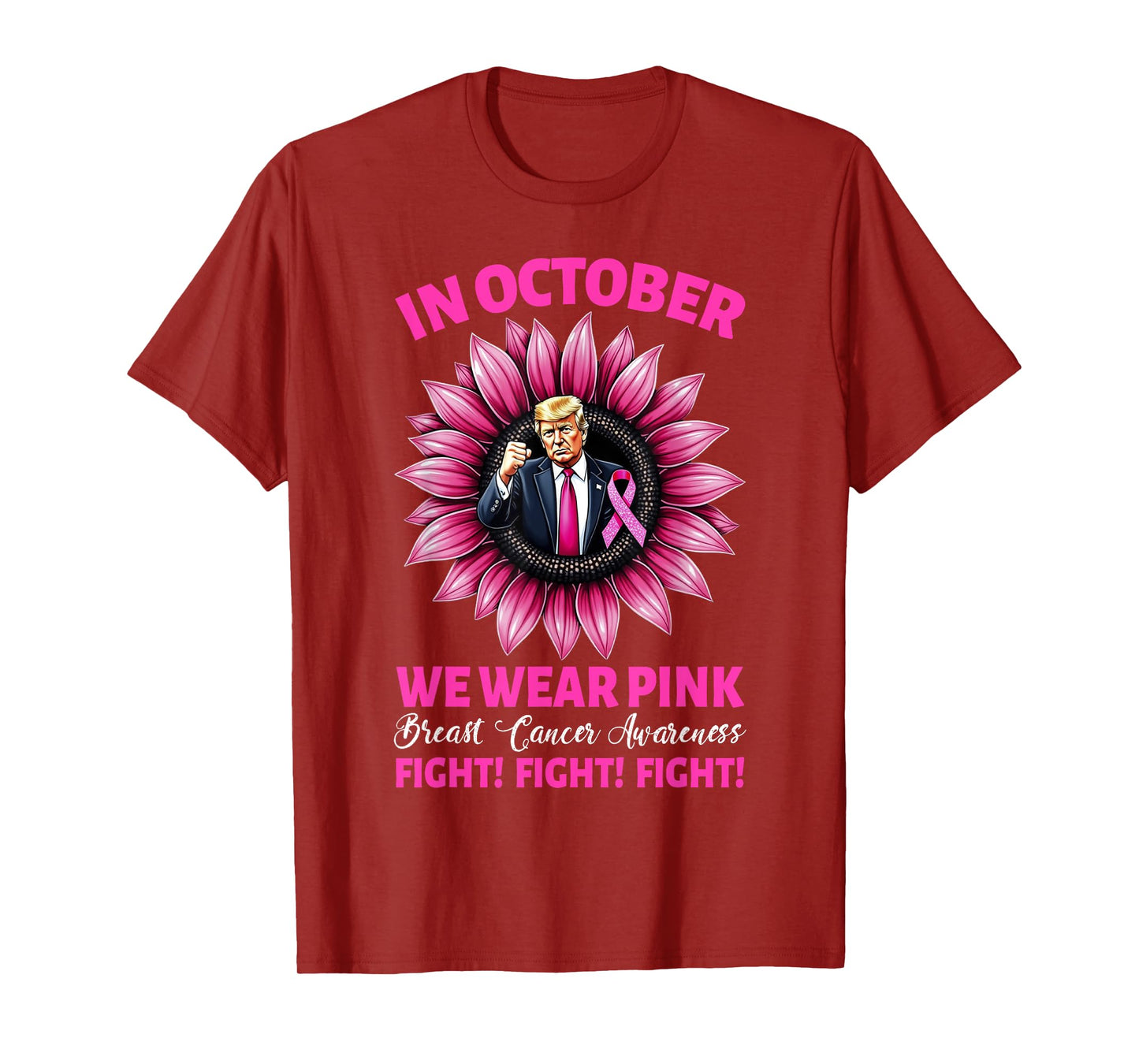 Wear Pink Fight Breast Cancer Awareness Trump 2024 Black Classic Fit Short Sleeve T-Shirt - Small - Unisex-Adults - Breast Cancer Awareness, Trump Supporters