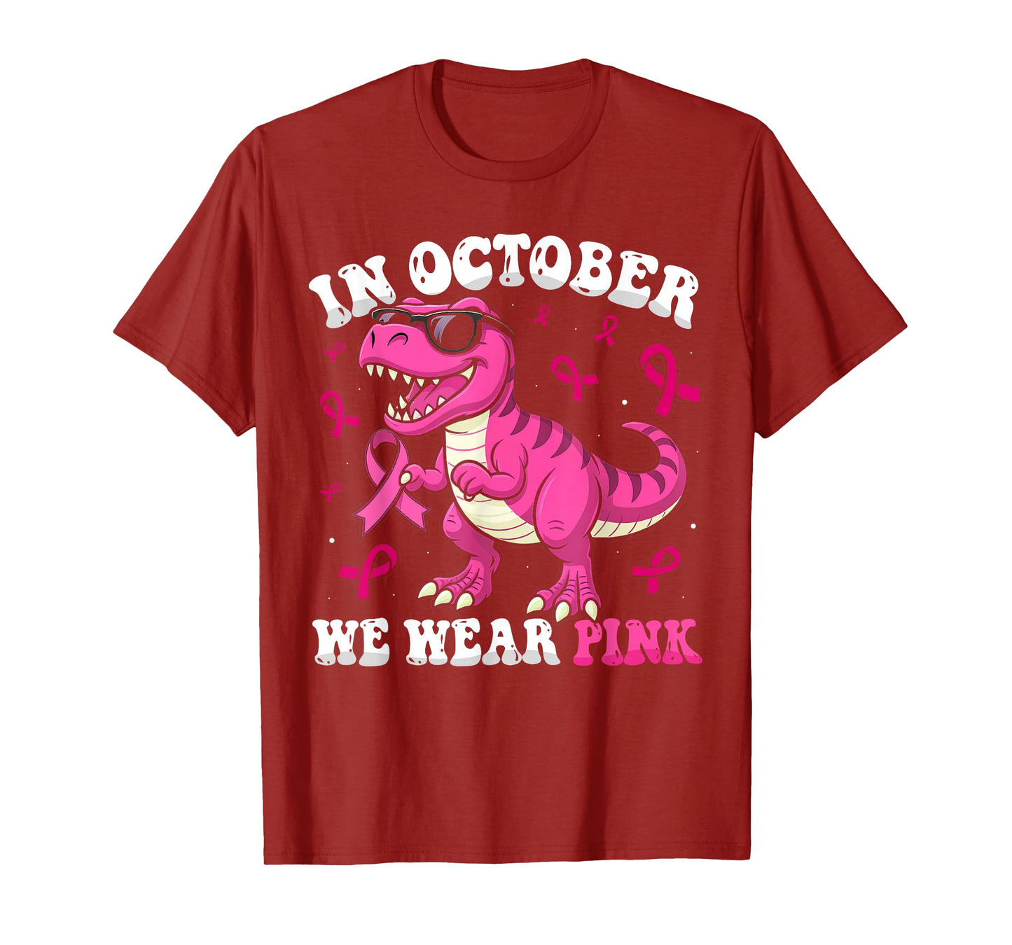 In October We Wear Pink Dinosaur Breast Cancer Awareness Boy T-Shirt