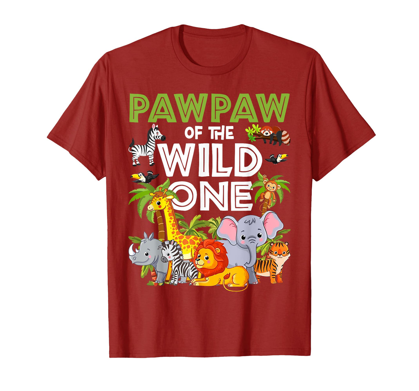 Pawpaw of the Wild One Zoo Birthday Safari Jungle Animal T-Shirt