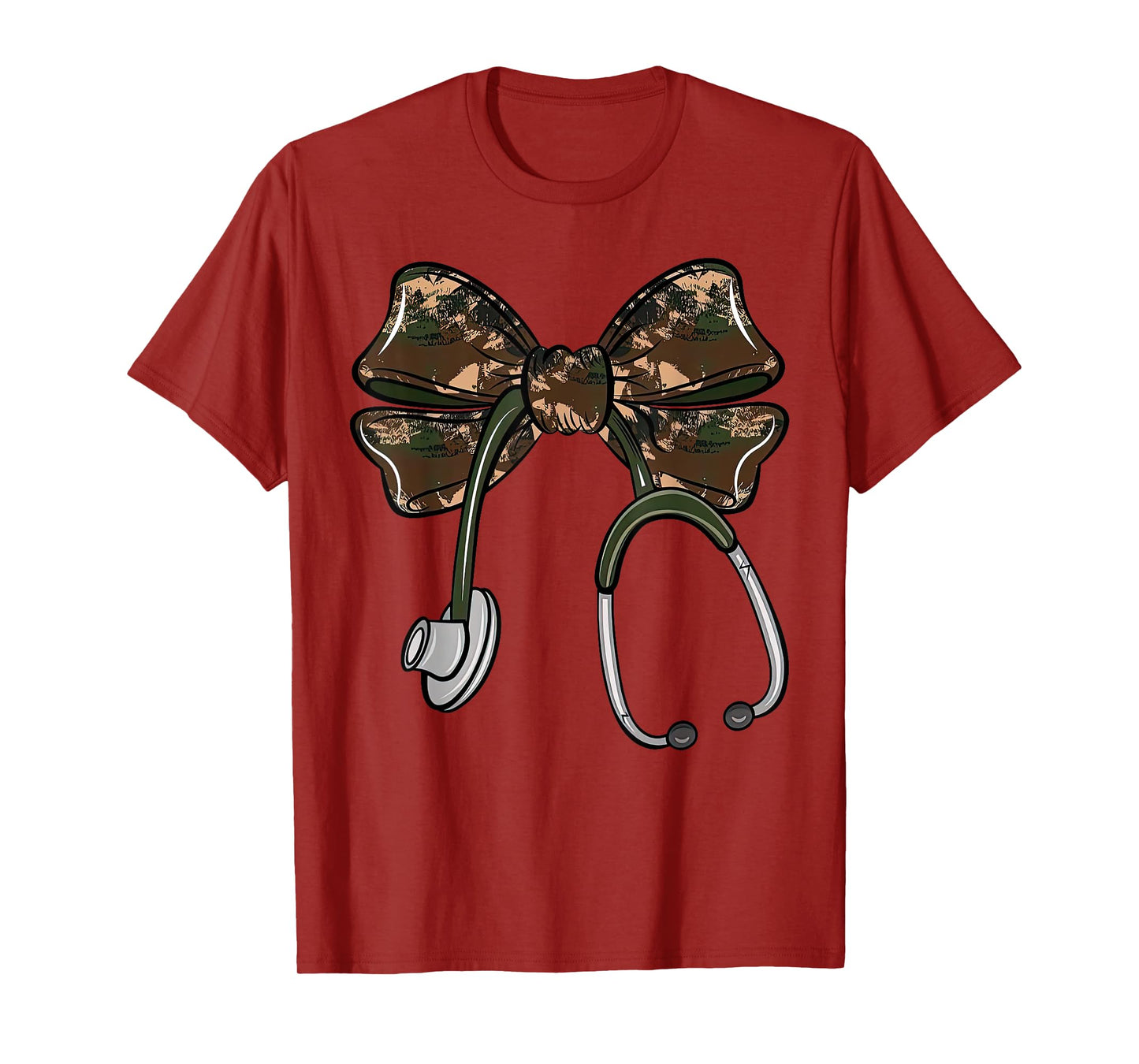 Cute Camo Nurse Coquette Bow Stethoscope Registered Nurse T-Shirt