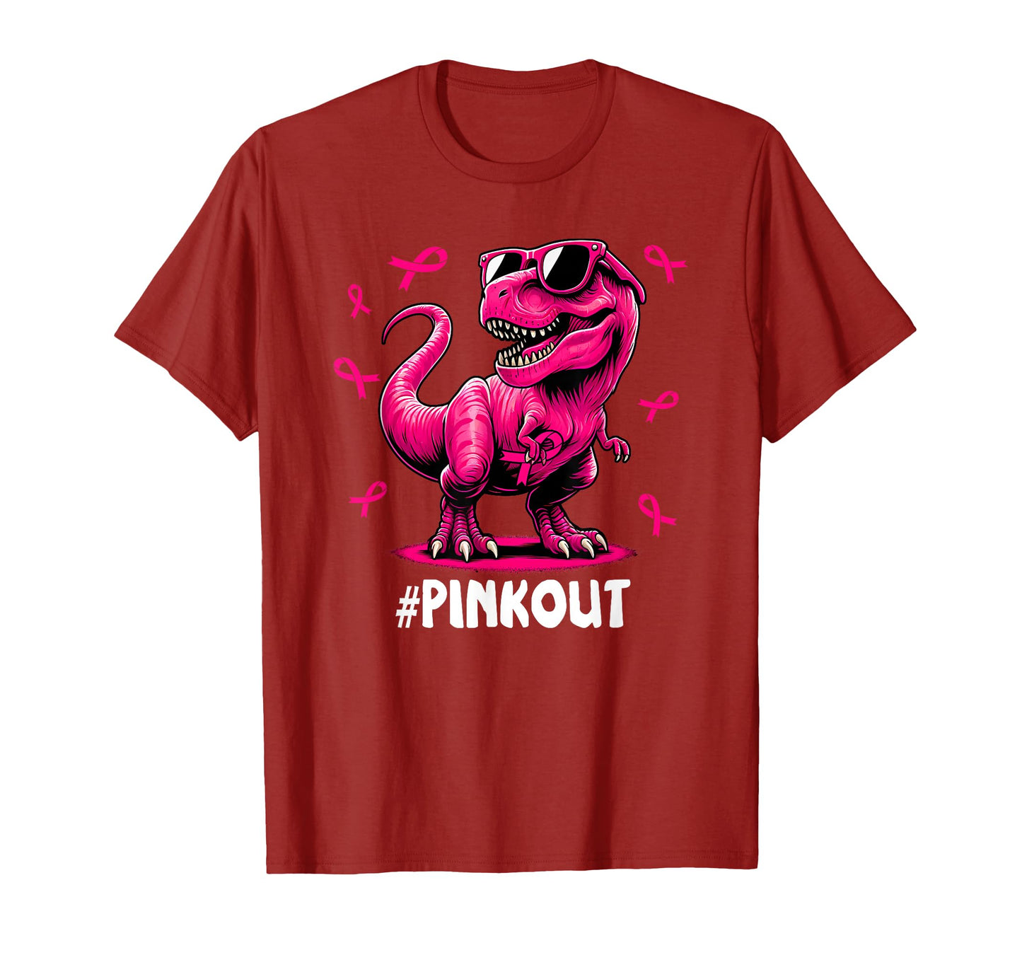 Pink Out Breast Cancer Dinosaur Ribbon Boy Girl Kid T-Shirt