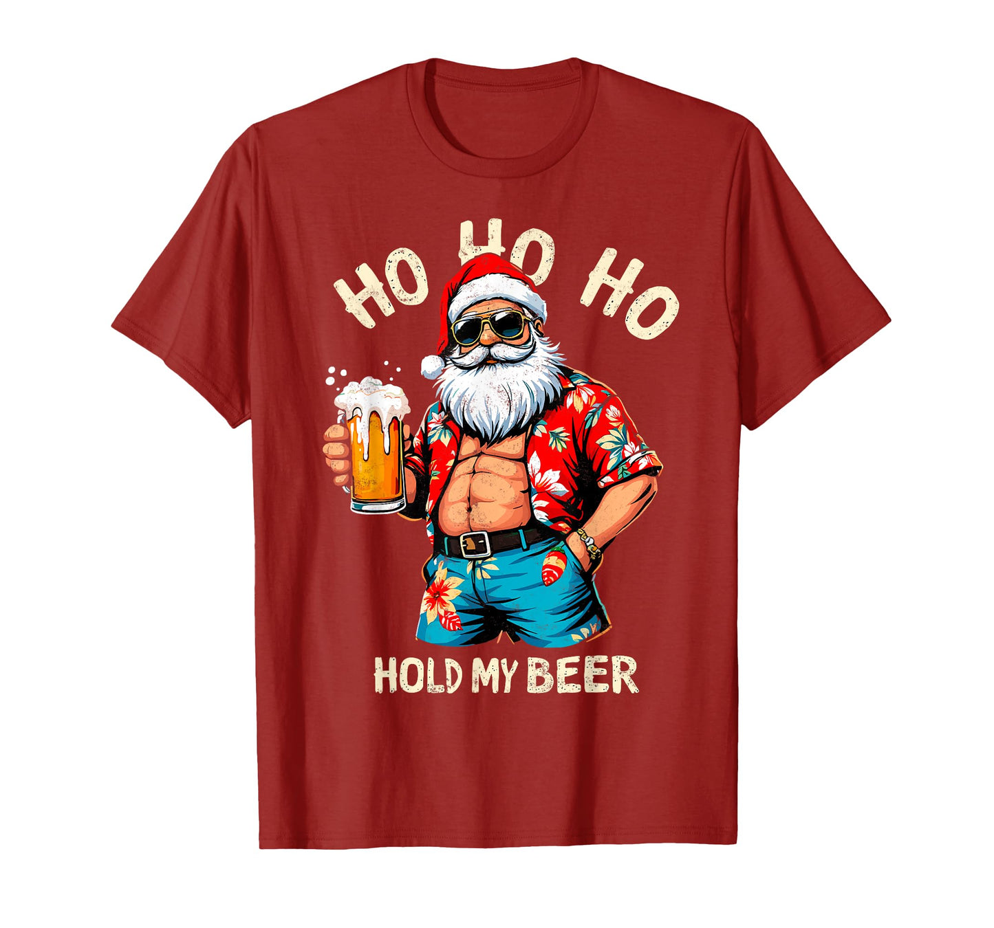 HO HO HO Hold My Beer Lover Drinker Santa Christmas Party T-Shirt