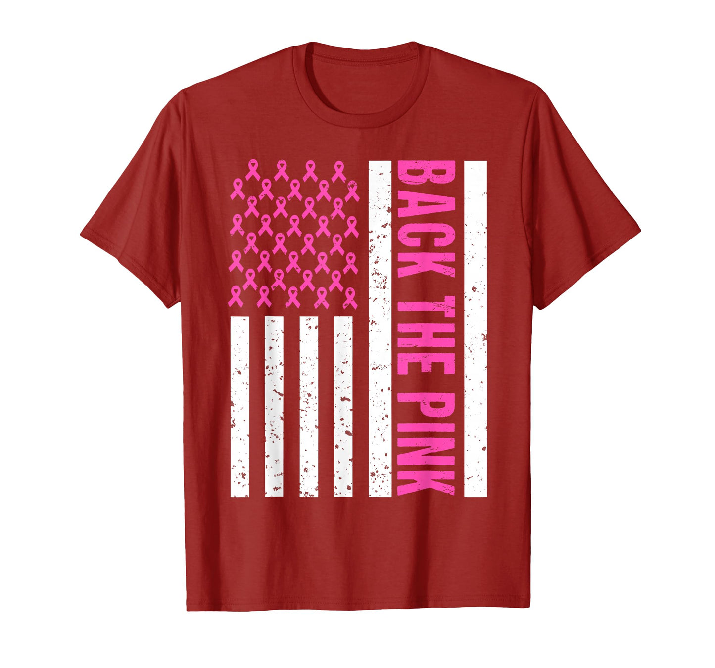 Back The Pink Breast Cancer Awareness USA Flag Men Women Kid T-Shirt