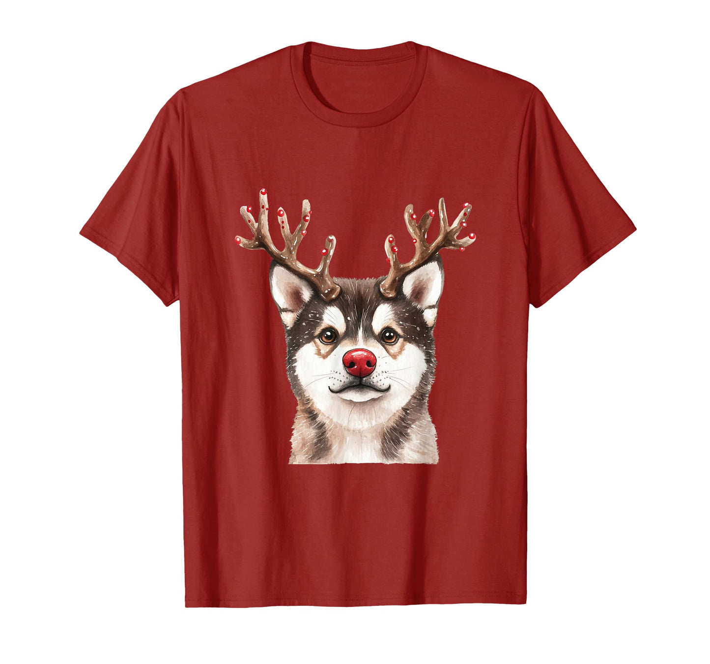 Akita Reindeer Christmas Lights Dog Lover Xmas Pajama T-Shirt