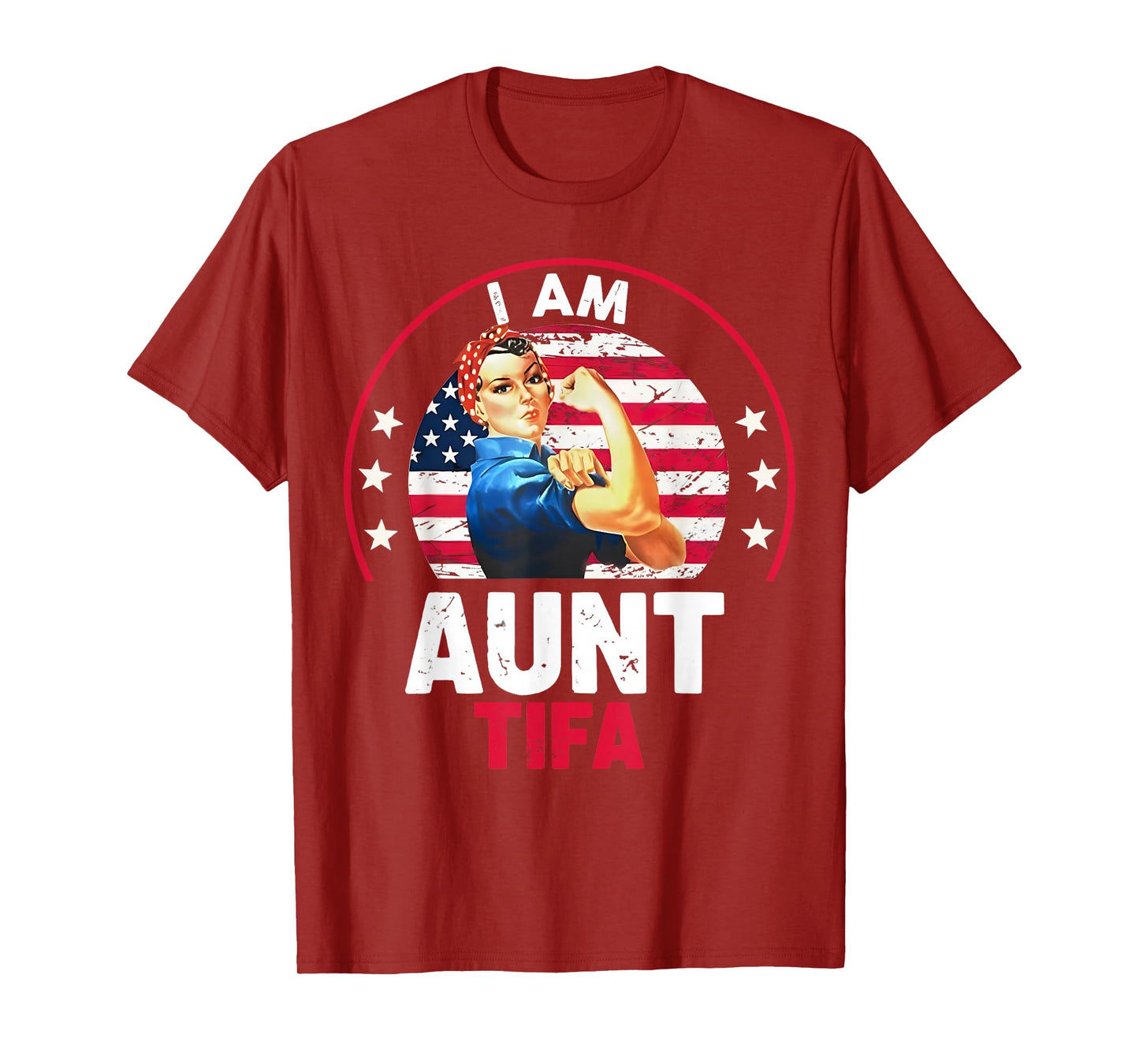 Vintage I Am Aunt Tifa Woman's Girl Aunt Tifa America Flag T-Shirt
