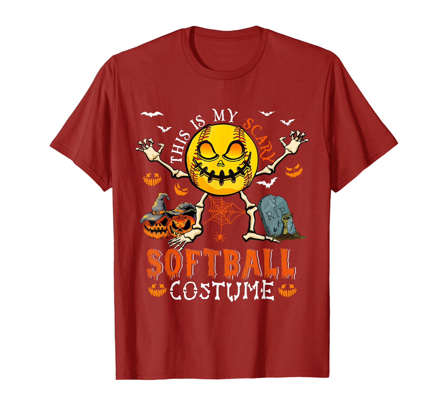 This Is My Scary Softball Costume Halloween Skeleton Lover T-Shirt