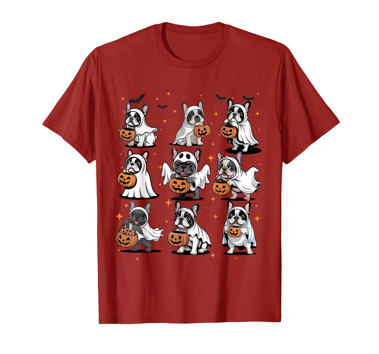 Cute Fall French Bulldog Ghost Costume Dog Lover Halloween T-Shirt