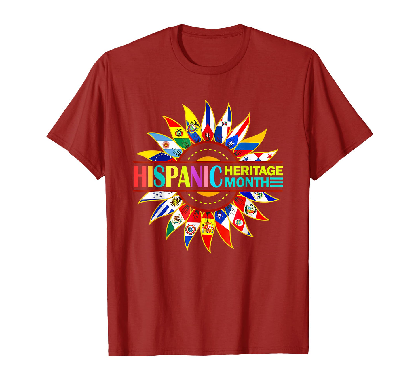 Hispanic Heritage Month All Countries Hispanic Flags Hands T-Shirt