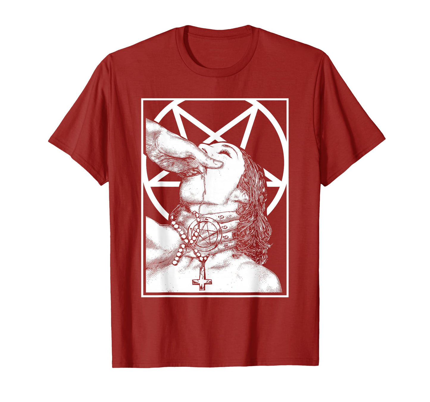 Gothic Choked Up Unholy Nun Satan Baphomet Spooky Halloween T-Shirt