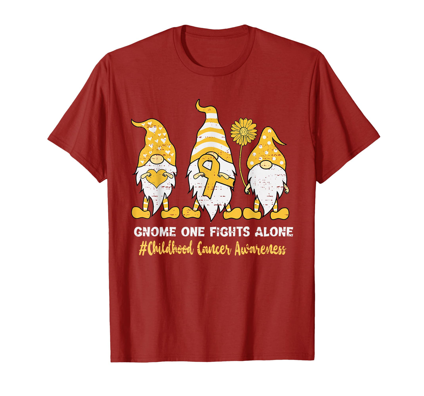 Childhood Cancer Awareness Gold Gnome Ribbon Boys Girls Kids T-Shirt