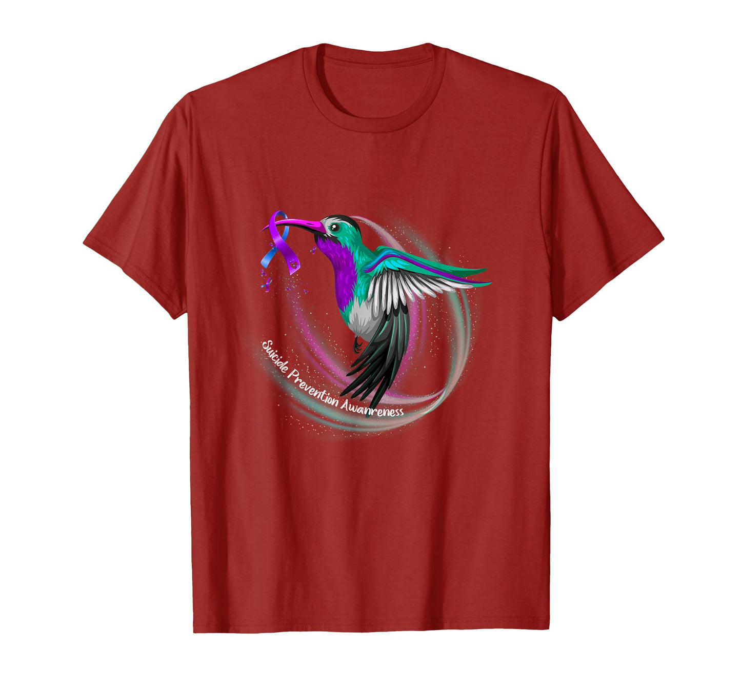 Hummingbird Purple Blue Ribbon Suicide Prevention Awareness T-Shirt