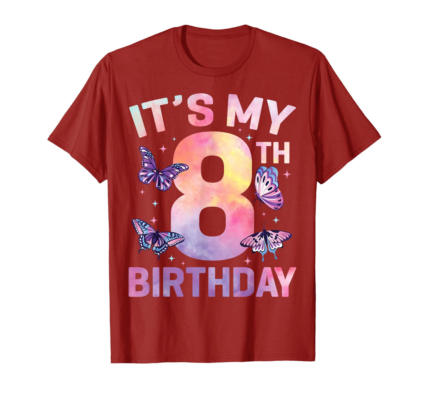 Kids It's My 8th Birthday Butterfly 8 Years Old T-Shirt