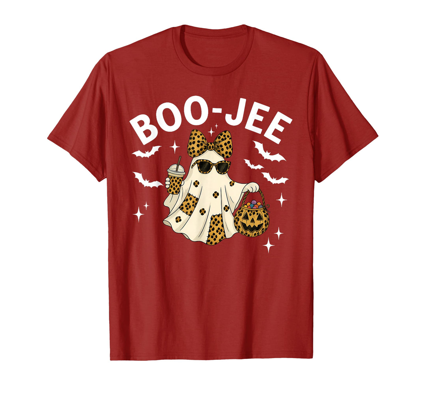 Coquette Leopard Ghost Coffee Boo-JEE Halloween Boujee T-Shirt