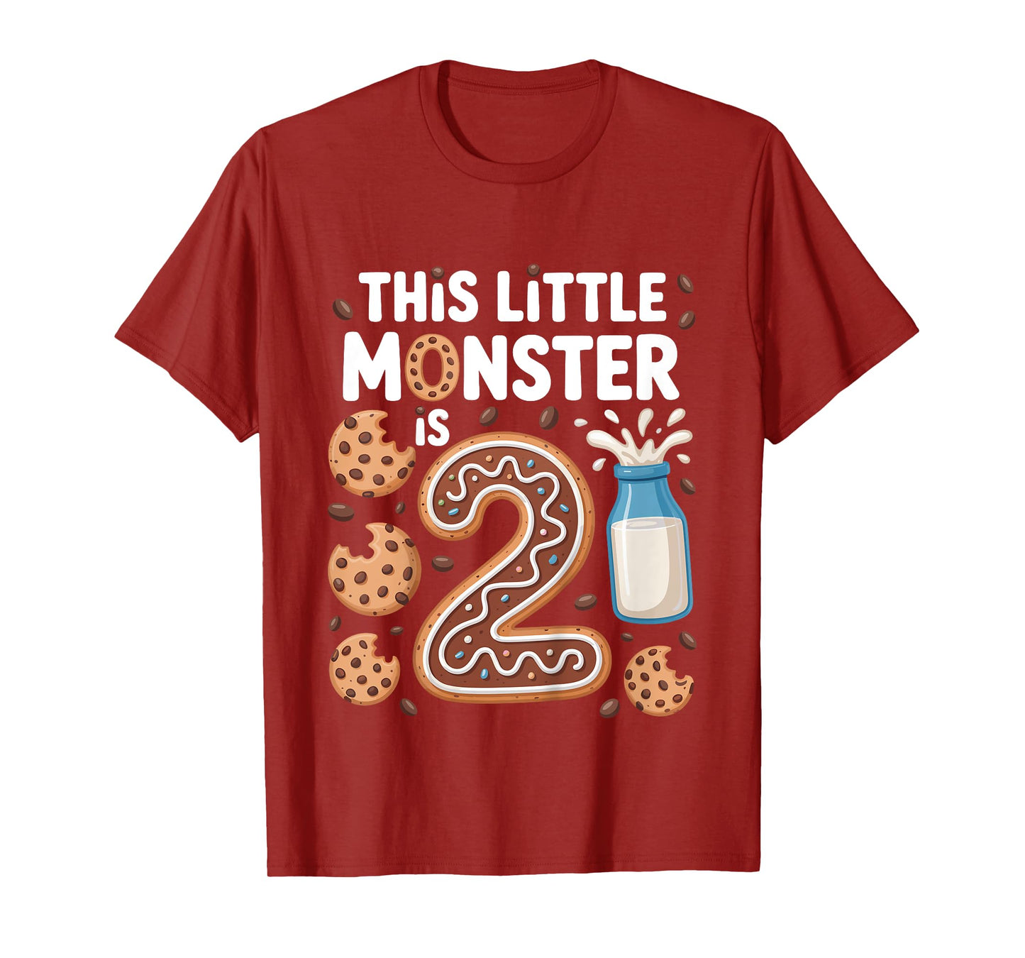 Kids This Cute Monster is 2 Cute Cookie 1st Birthday T-Shirt