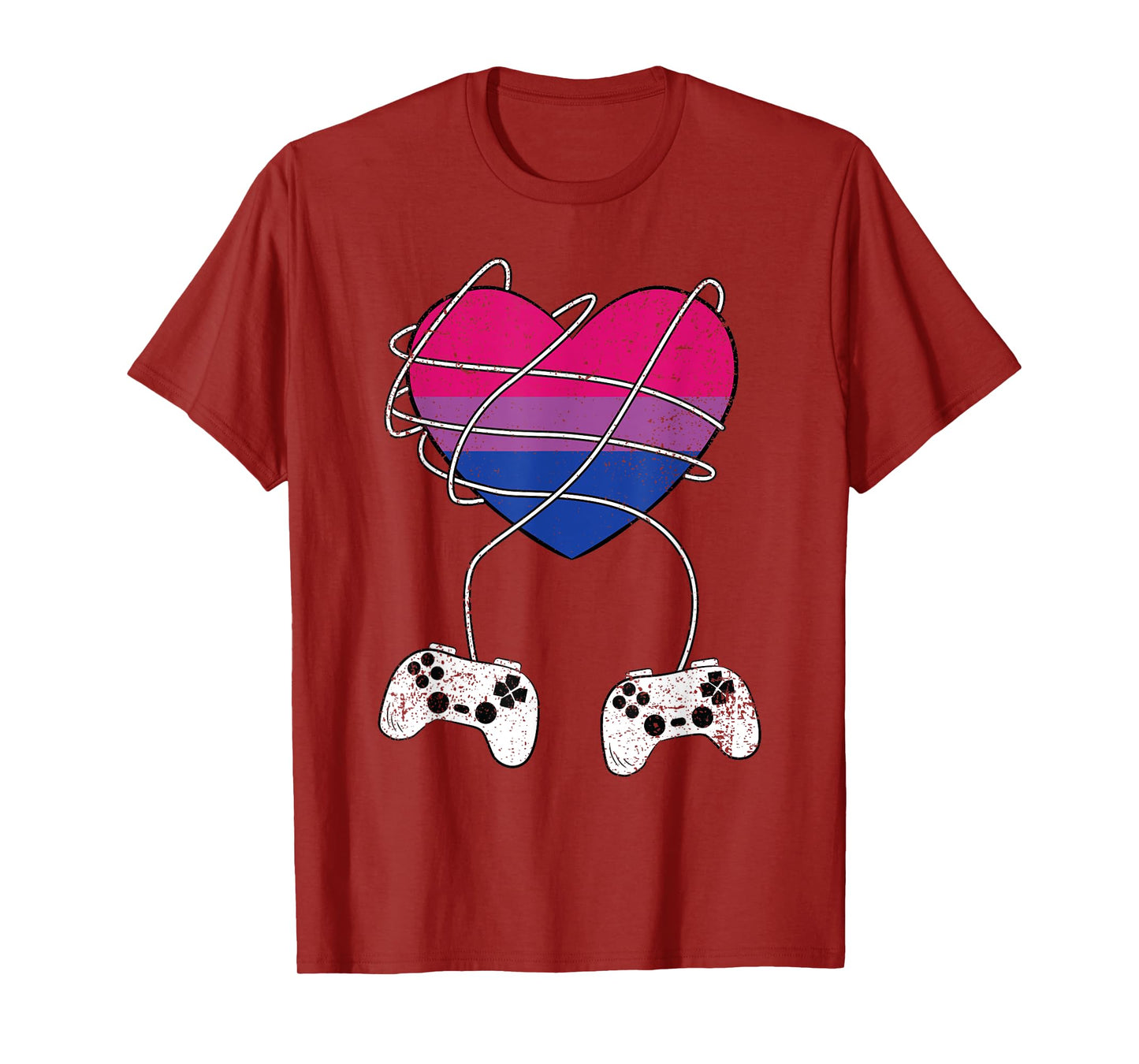 Bisexual Heart Gamer LGBT-Q Pride Flag Gaymer Gaming T-Shirt