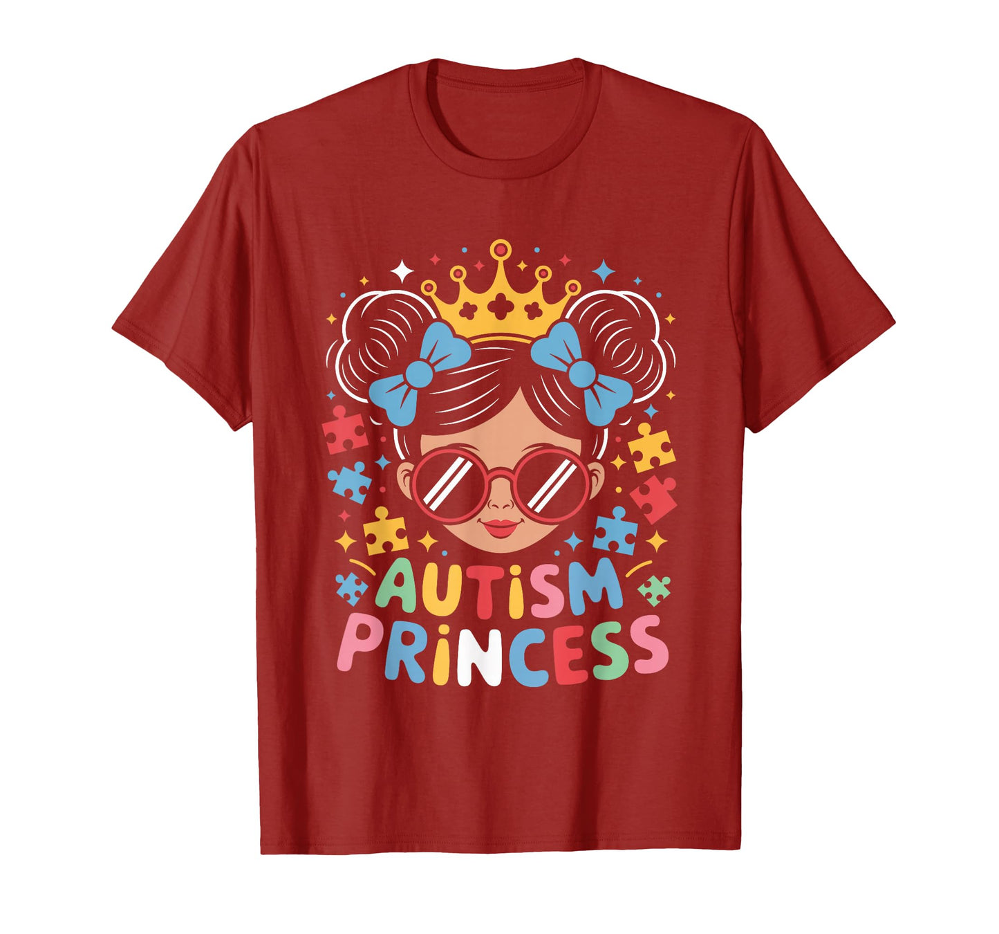 Autism Princess Afro Girls Bow Daughter Autism Awareness T-Shirt