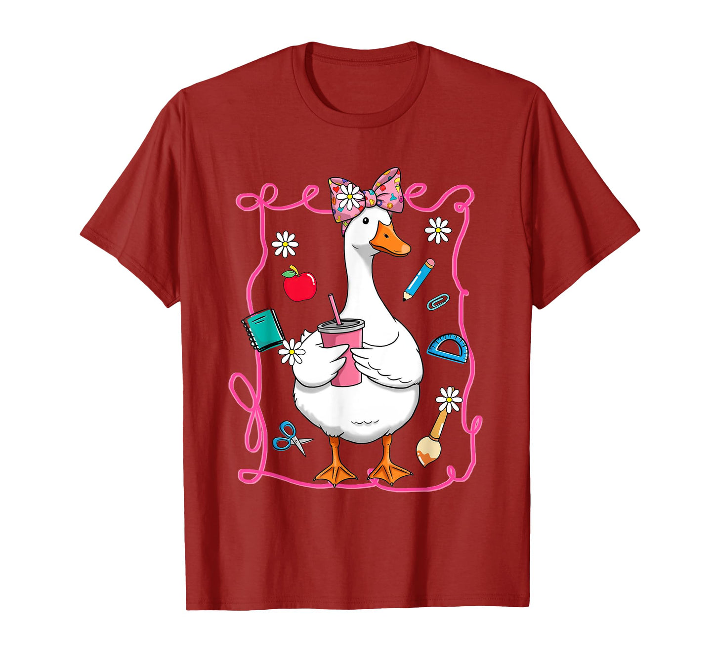 Girly Silly-Goose Teacher Appreciation Coquette Bow Teaching T-Shirt