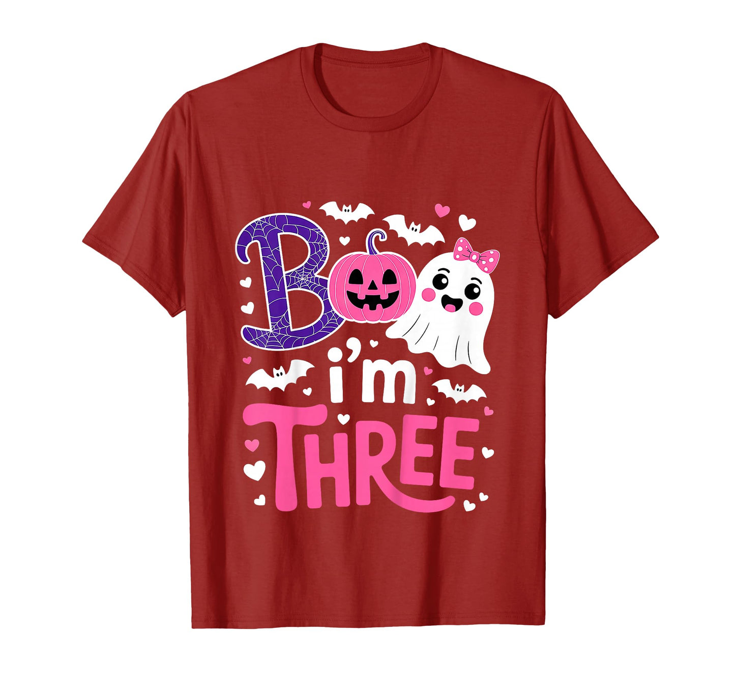 Kids Boo I'm Three Halloween Birthday Toddler Kids Spooky Fun T-Shirt