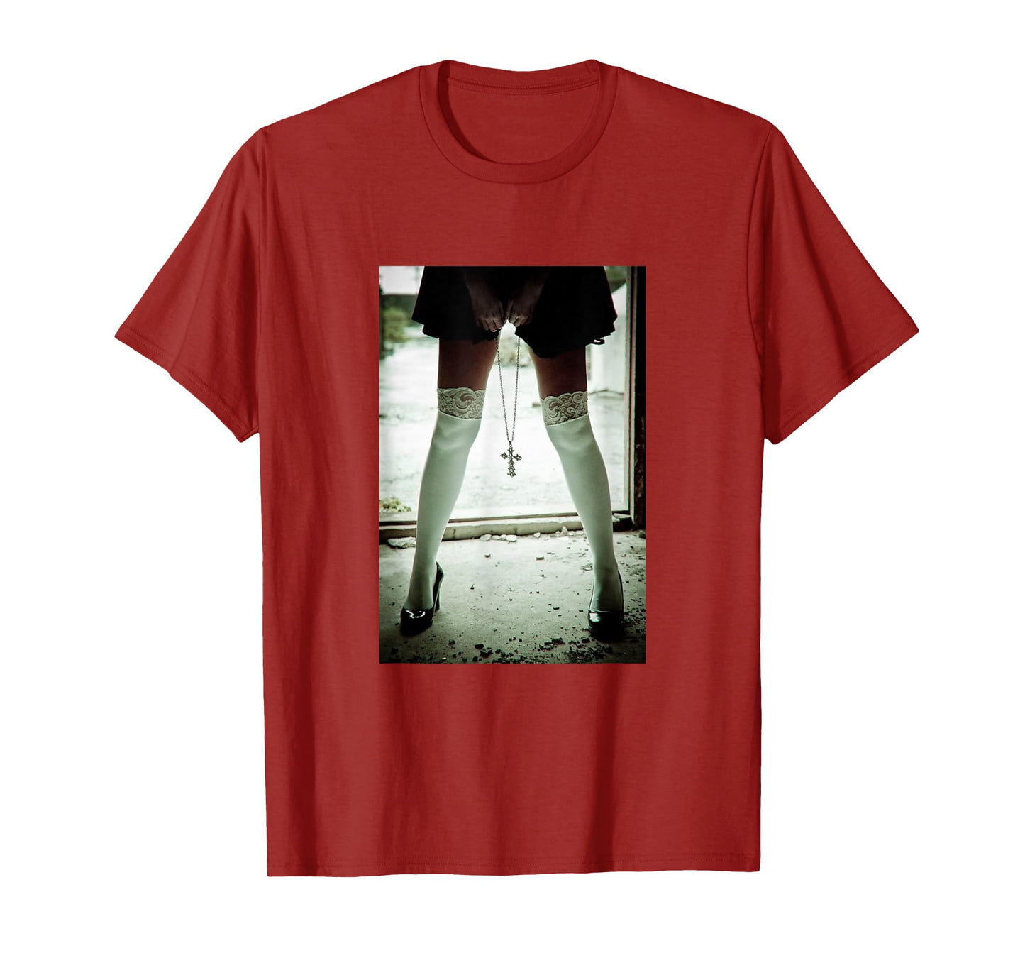 Sexy T-Shirt Sexy Mobile Phone Case Nun in Underwear Cross T-Shirt