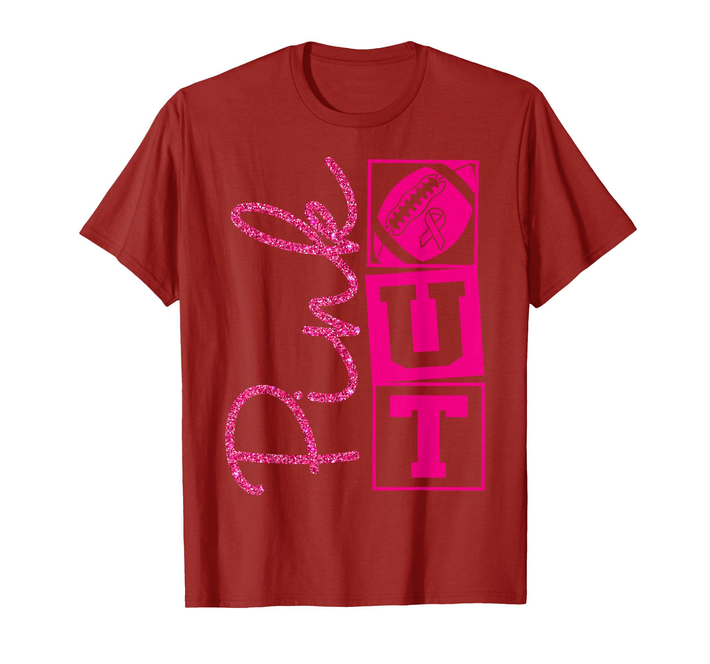 Pink Out Breast Cancer Awareness Football Sports Men Cheer T-Shirt