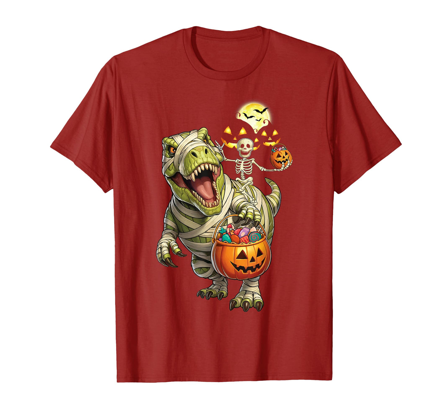 Dinosaur Halloween Skeleton Riding Mummy T Rex Costume T-Shirt