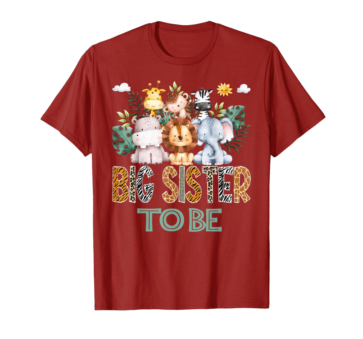 Soon To Be Big Sister Jungle Animal Safari Gender Reveal T-Shirt