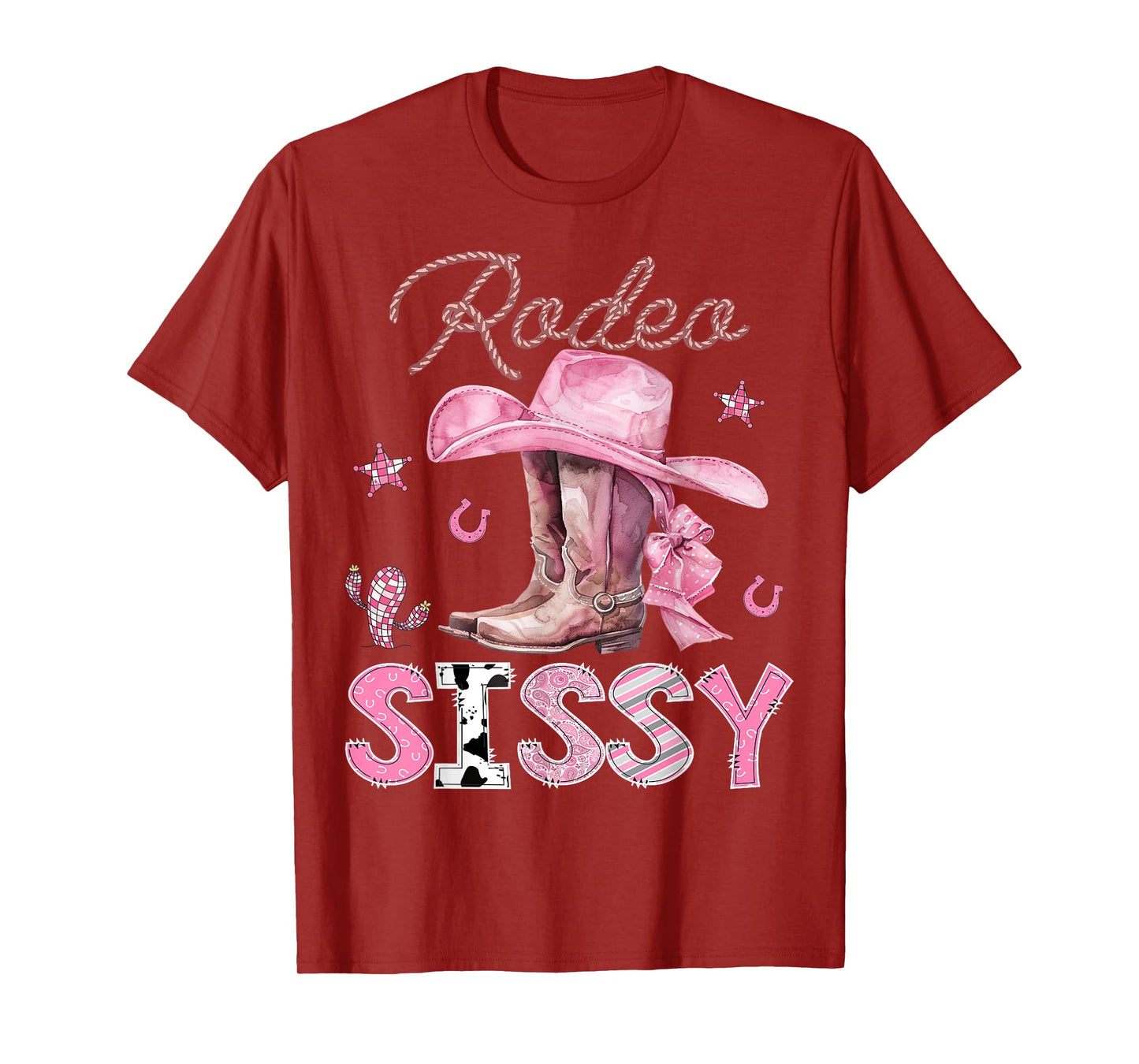 Rodeo Sissy Pink Boots Coquette CowGirl Birthday Party T-Shirt