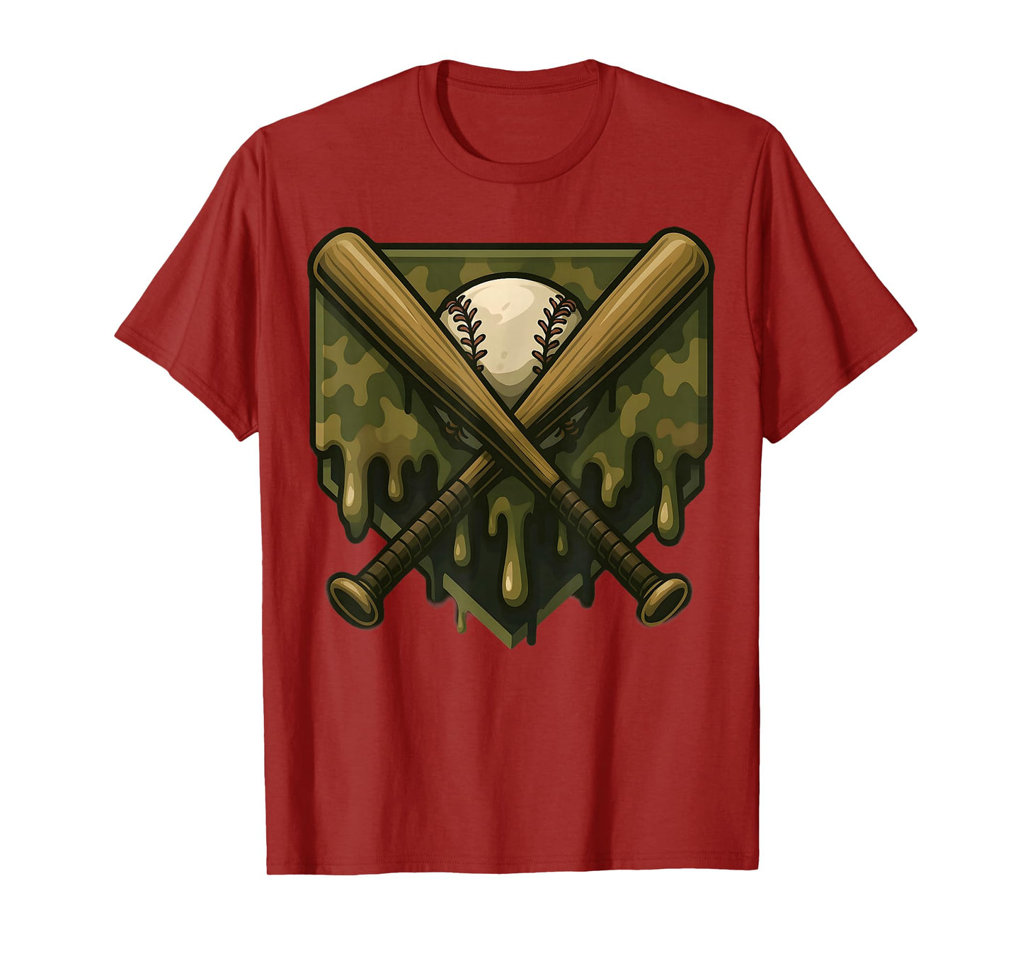 Baseball Drip Camo Home Plate Boys Sports Cool Game Day Drip T-Shirt