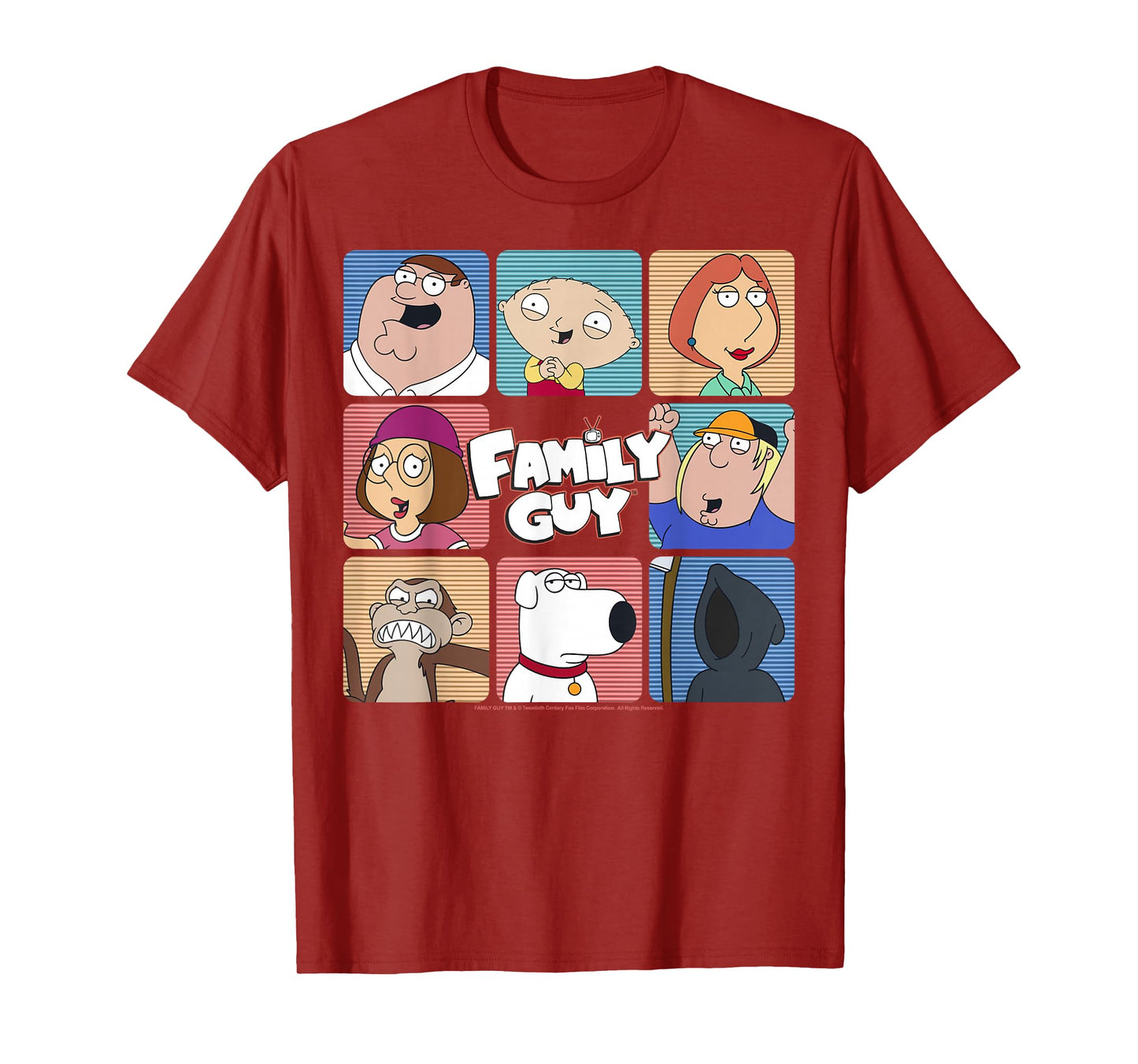 Family Guy Iconic Griffin Family Group Shot Big Chest Panels T-Shirt