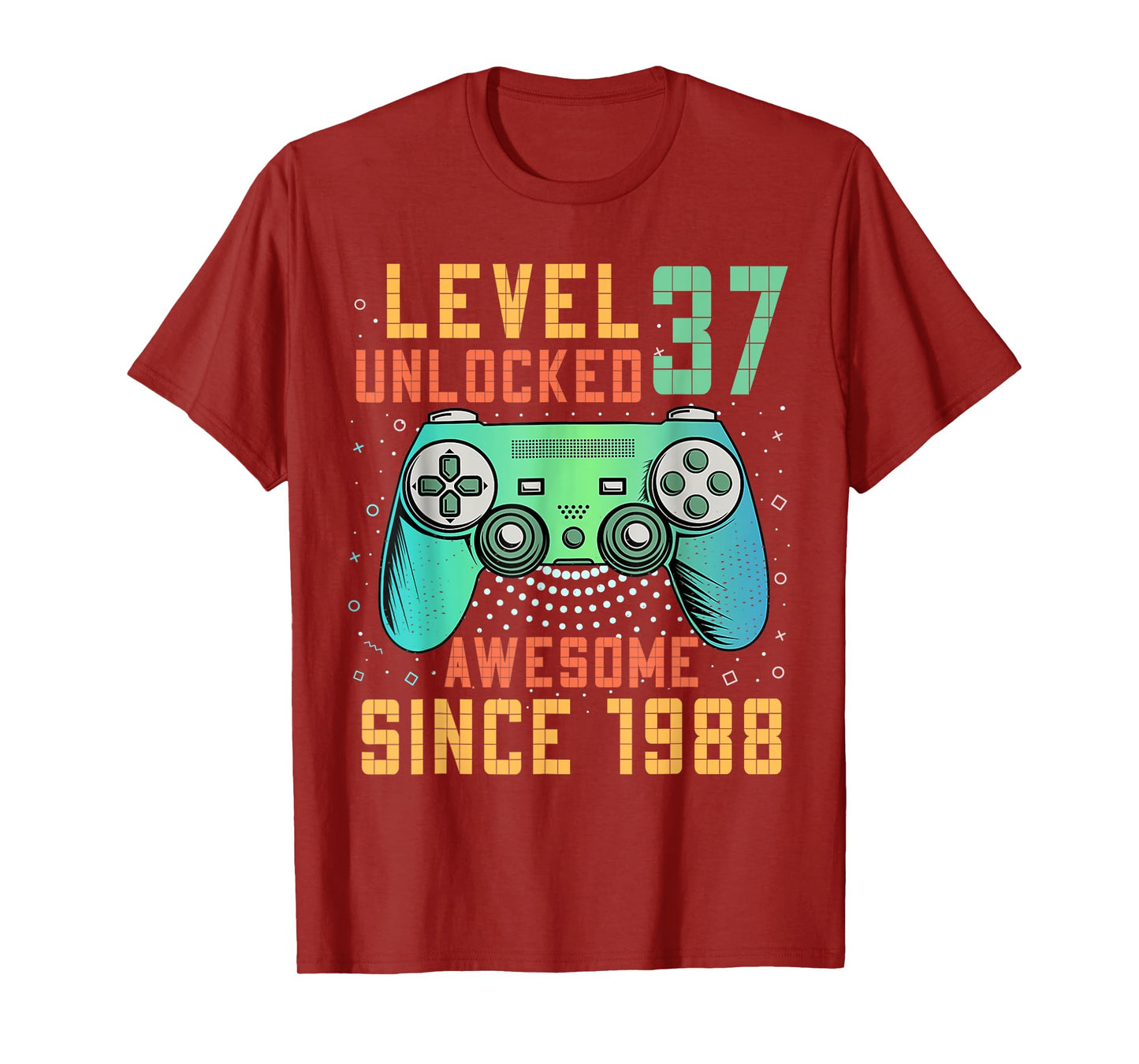 37th Birthday Gamer 37 Year Old Bday Men Game Level Unlocked T-Shirt