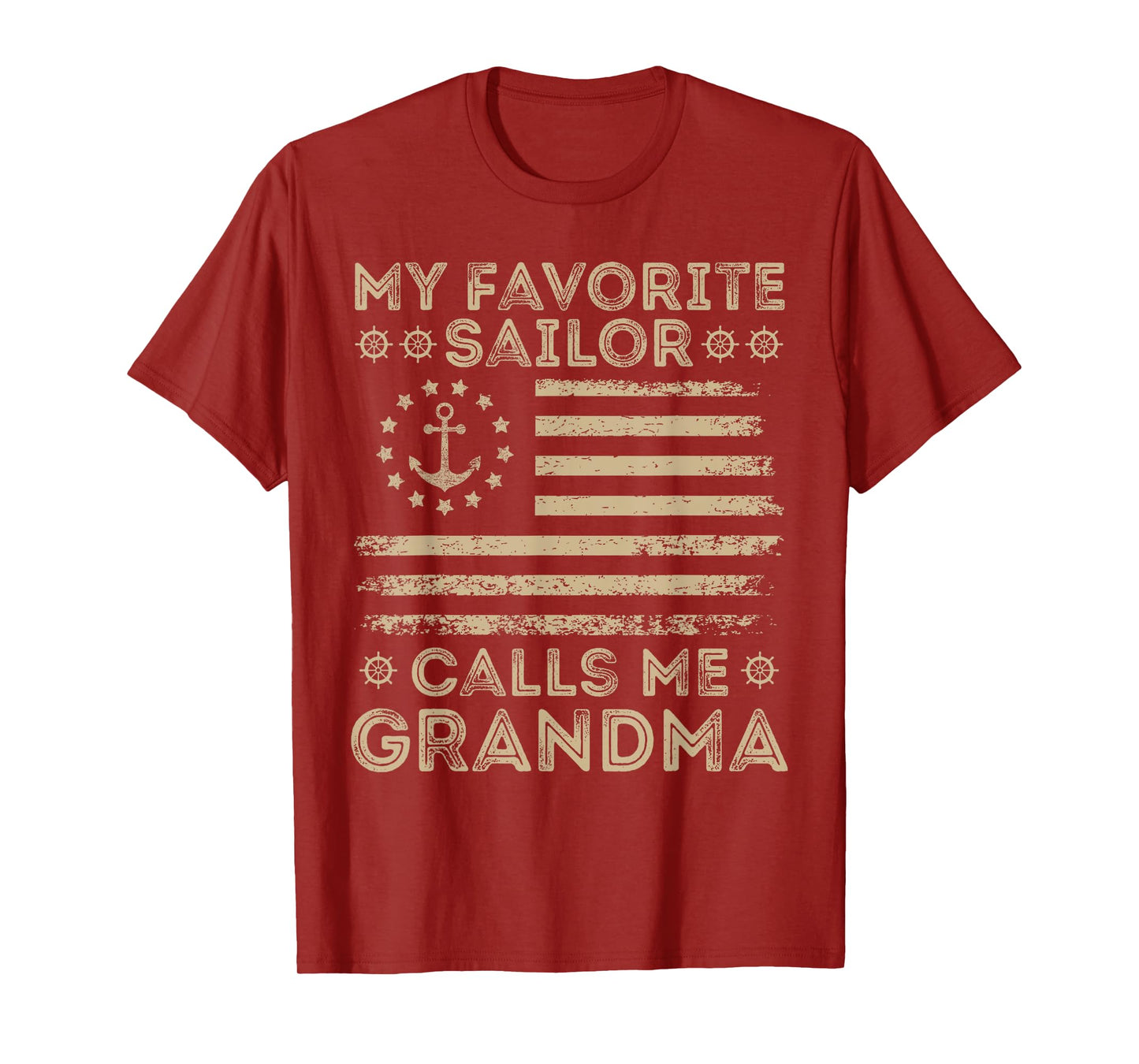 My Favorite Sailor Calls Me Grandma Sailor Grandma US Flag T-Shirt