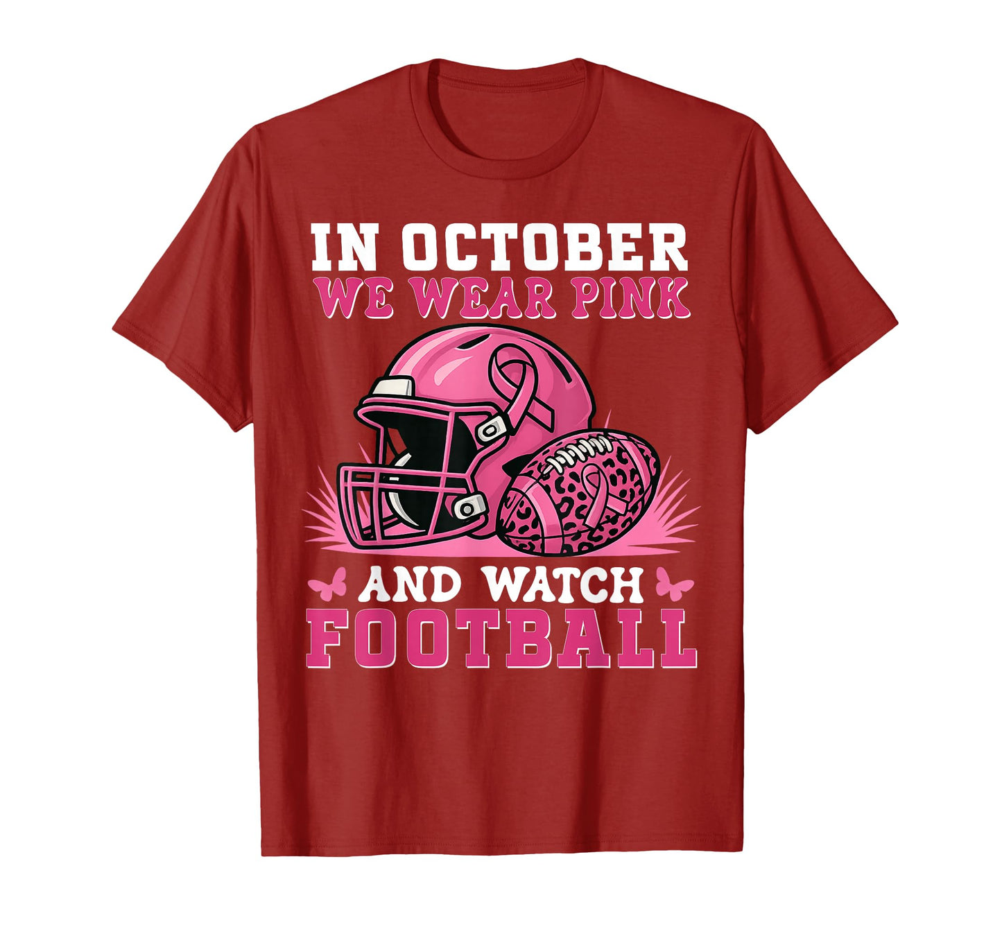 Football Breast Cancer Halloween in October we wear Pink Men T-Shirt