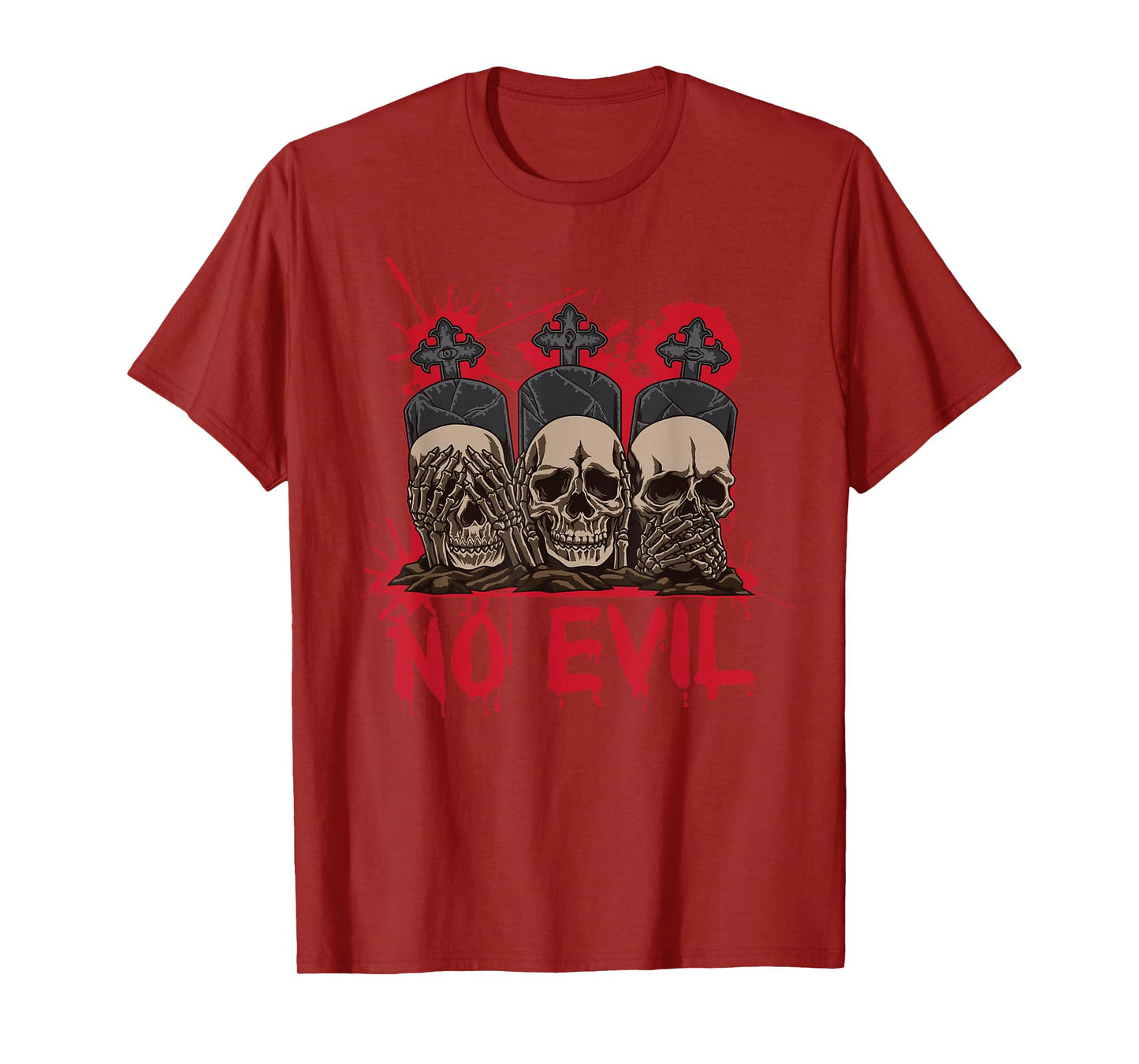 See Speak Hear No Evil Skulls Halloween Bloody Damage T-Shirt