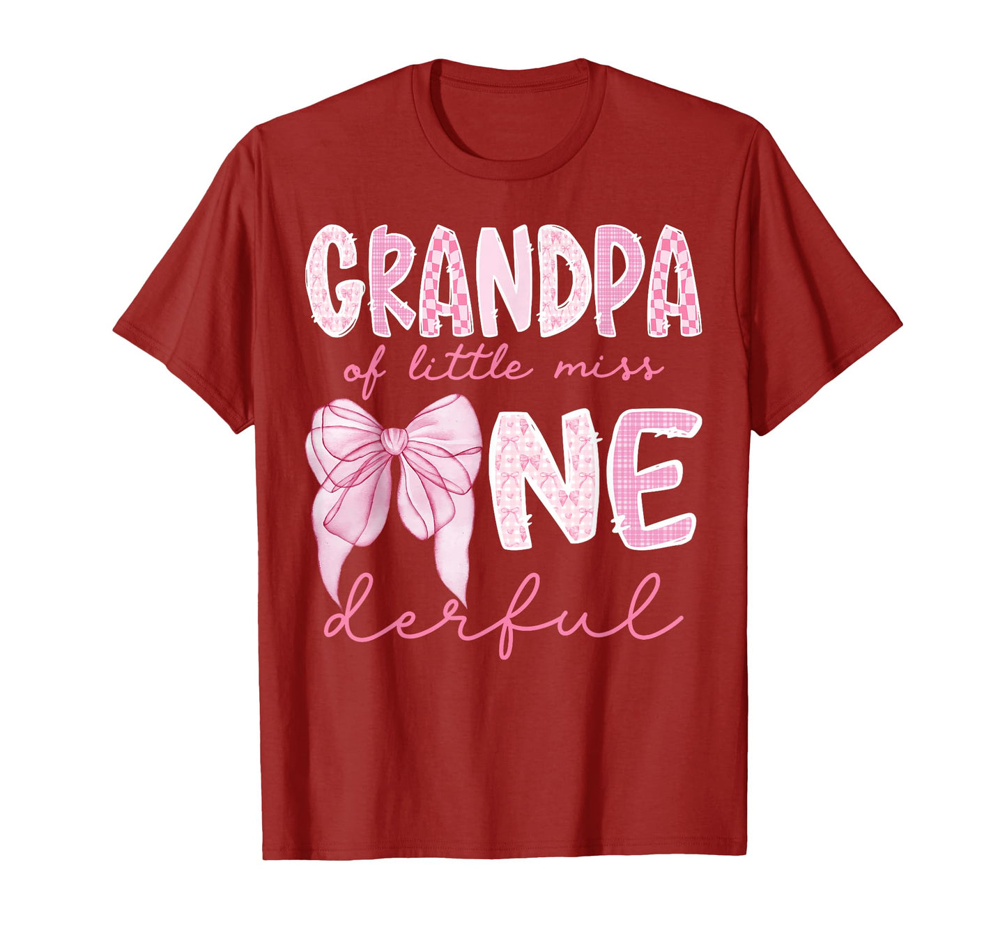 Grandpa of Little Miss Onederful 1St Birthday Girl Coquette T-Shirt
