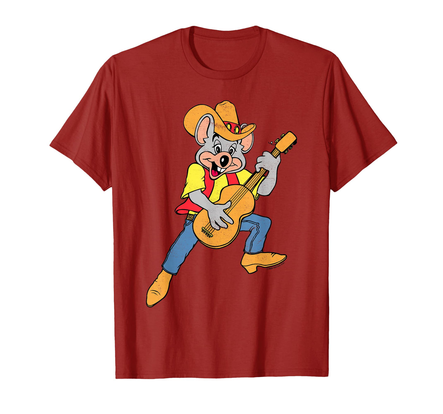 Chuck E. Cheese Cowboy Chuck E. Playing Guitar Distressed T-Shirt